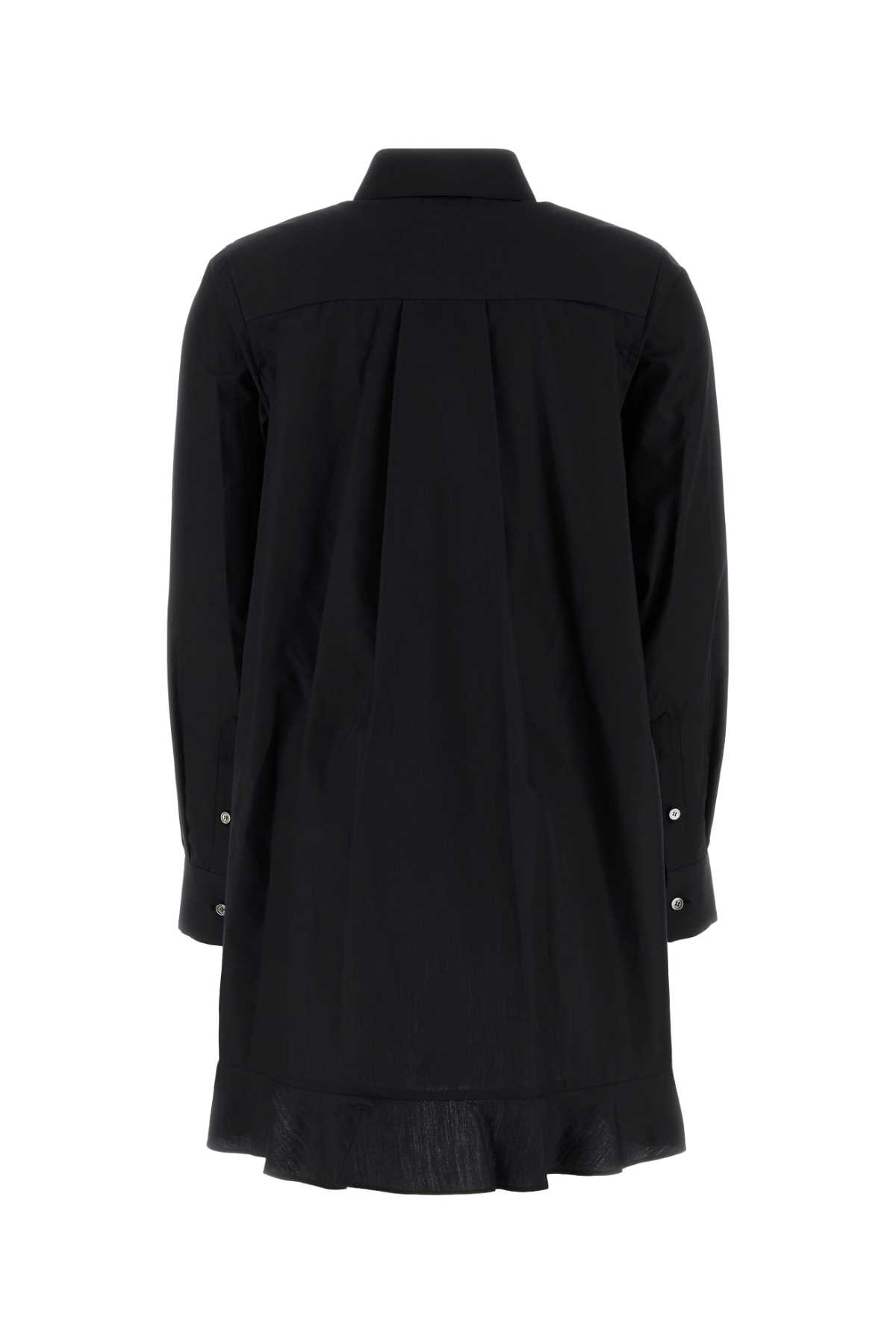 Sacai Shirt Dress Poplin Chest Pocket In Black