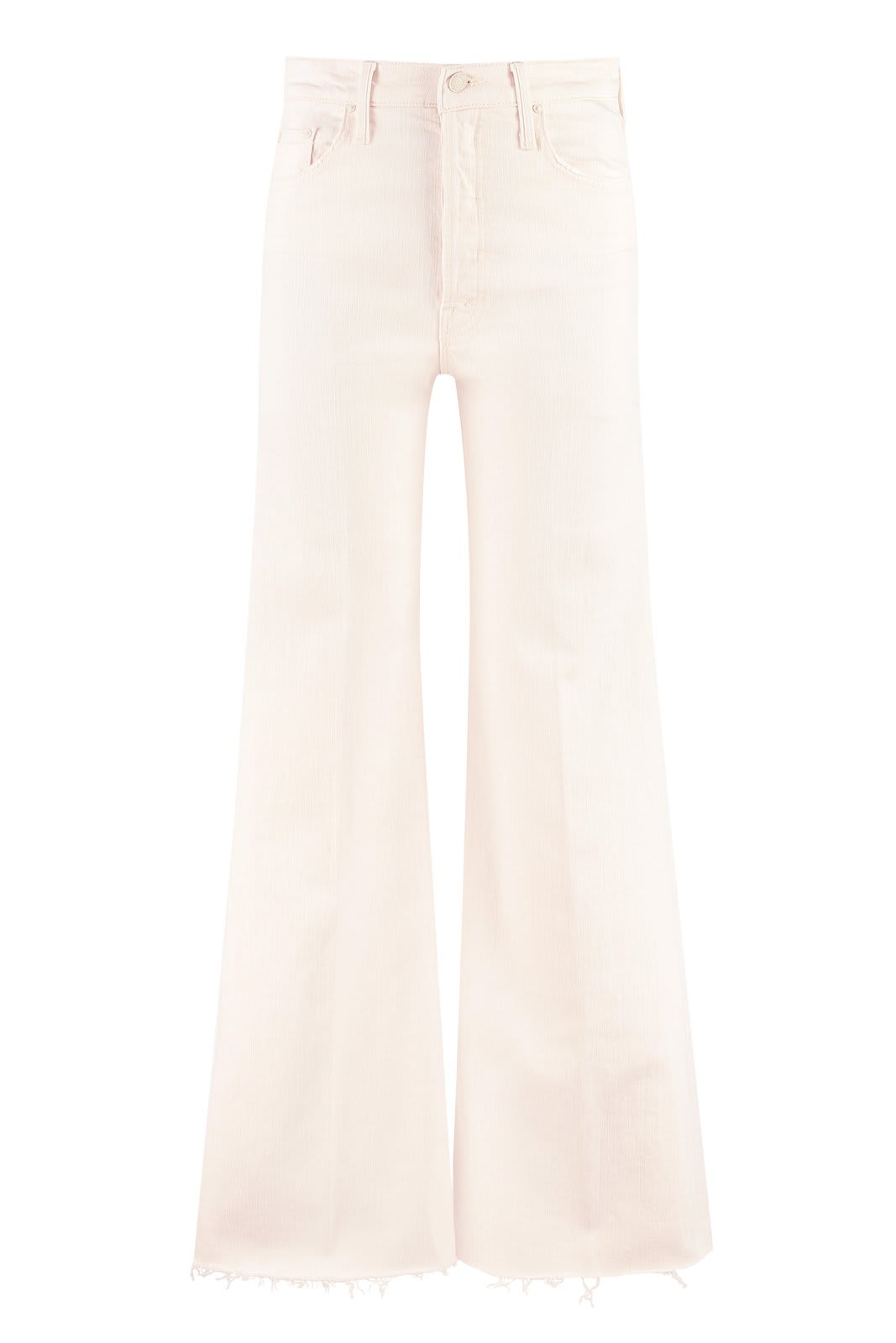 Shop Mother The Tomcat Roller Fray Wide-leg Jeans In White