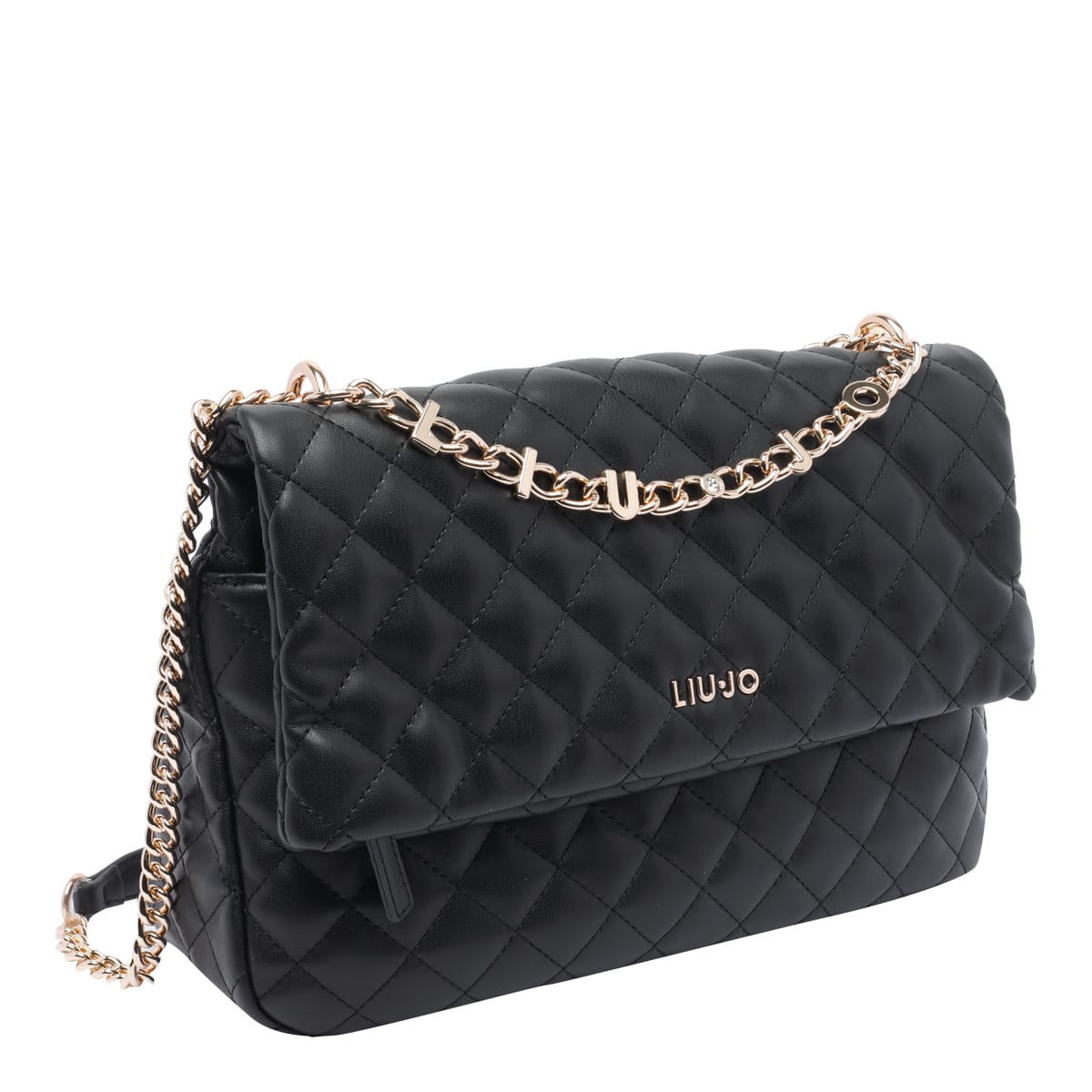 Liu •jo Quilted Rectangular Chain Strap Shoulder Bag In Black