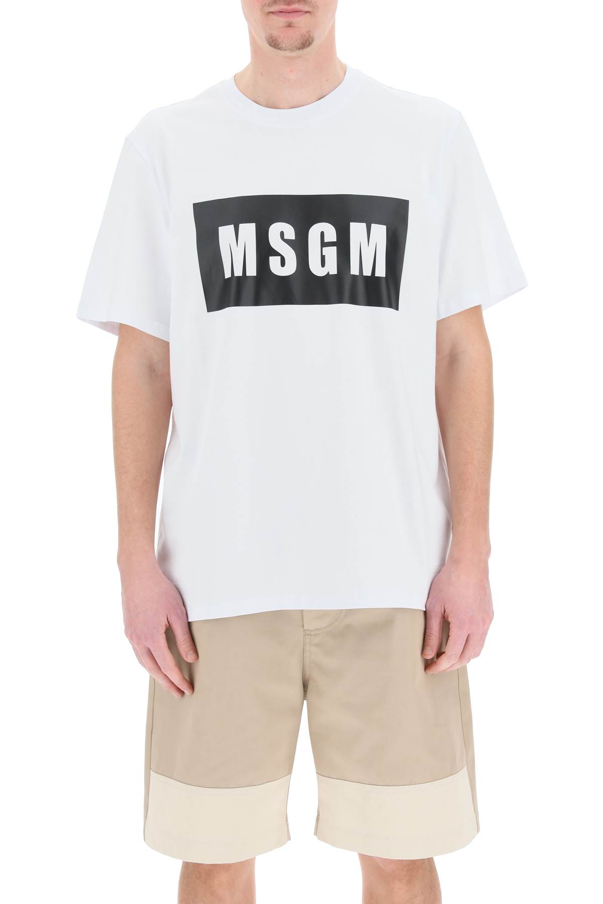 Msgm Logo Print T-shirt In Optical White