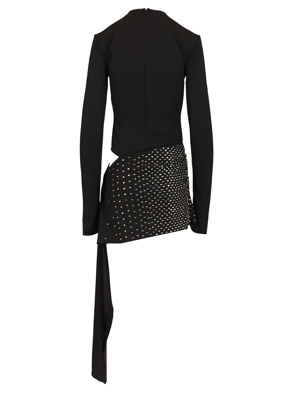 Shop Attico Short Dress With Strass In Black