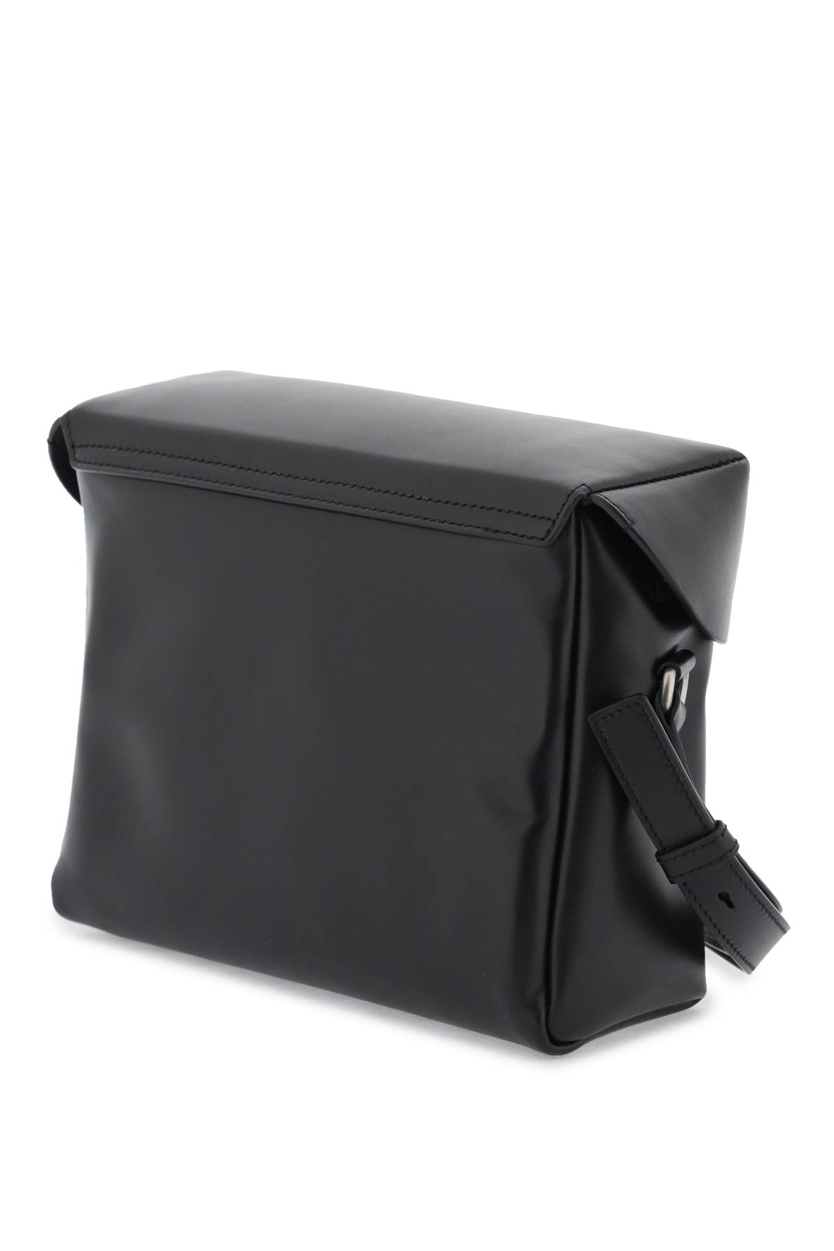 Shop Jil Sander Leather Crossbody Bag In 001 Black