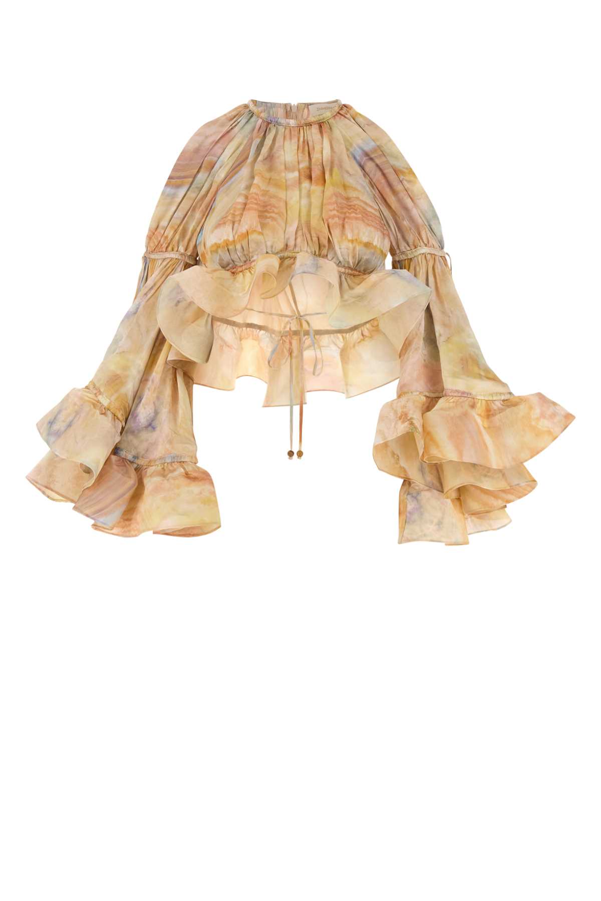 Zimmermann Printed Silk Crop-top In Brown