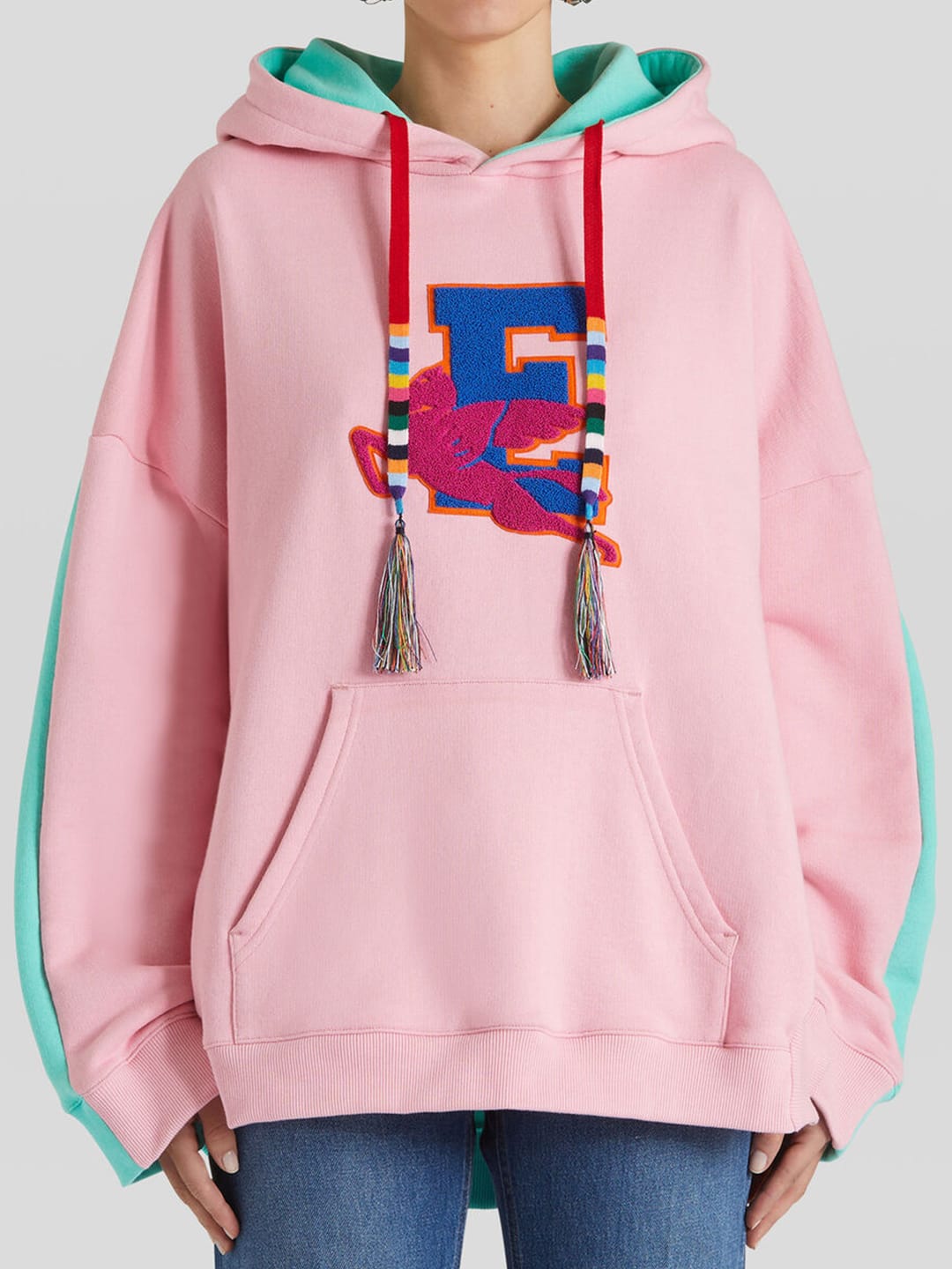 Etro bicolor hoodie with pegaso