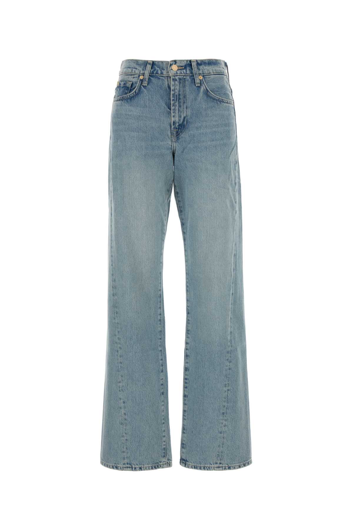 7 For All Mankind Wide-leg Faded Wash Denim Jeans In Blue