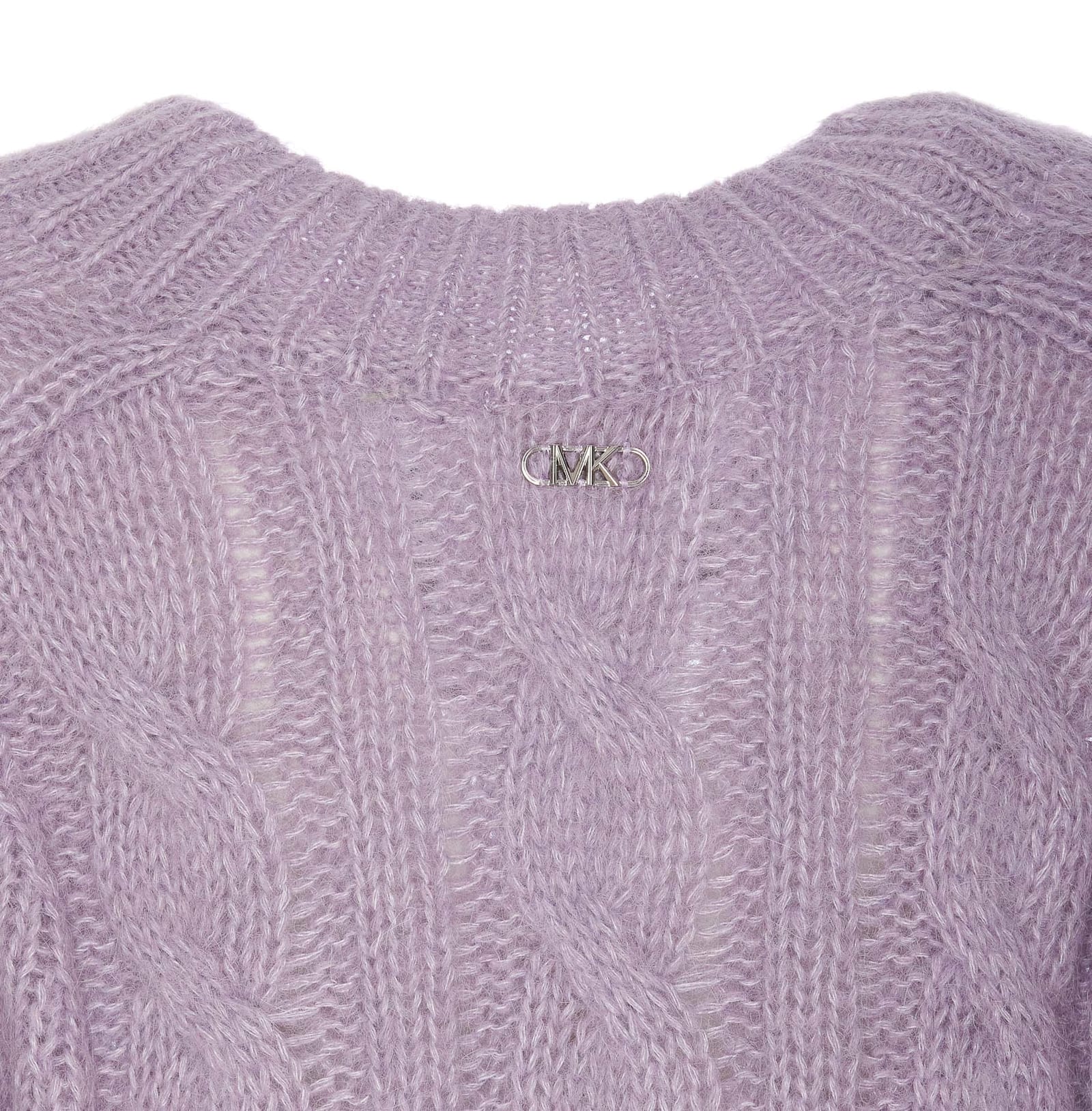 Shop Michael Kors Mixed Alpaca Sweater With Braids In Purple