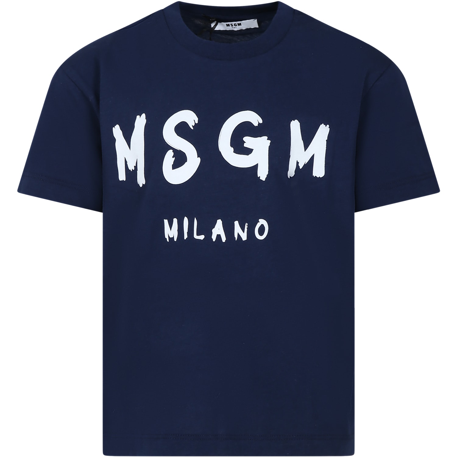 MSGM BLUE T-SHIRT FOR KIDS WITH LOGO