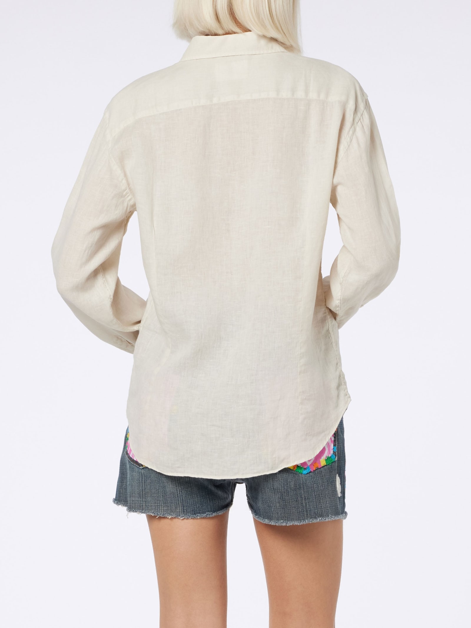 Mc2 Saint Barth Woman Off-white Linen Shirt Meredith In White