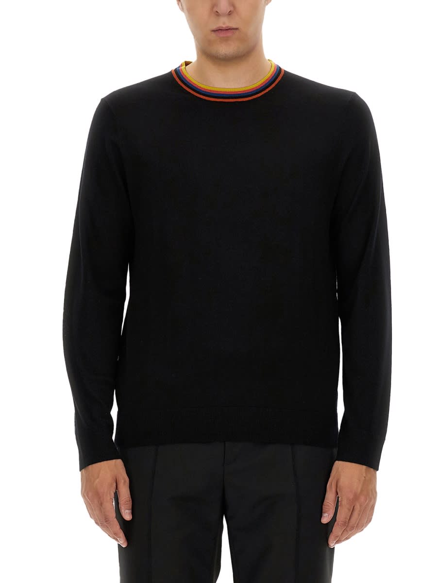 Shop Paul Smith Merino Wool Sweater In Black