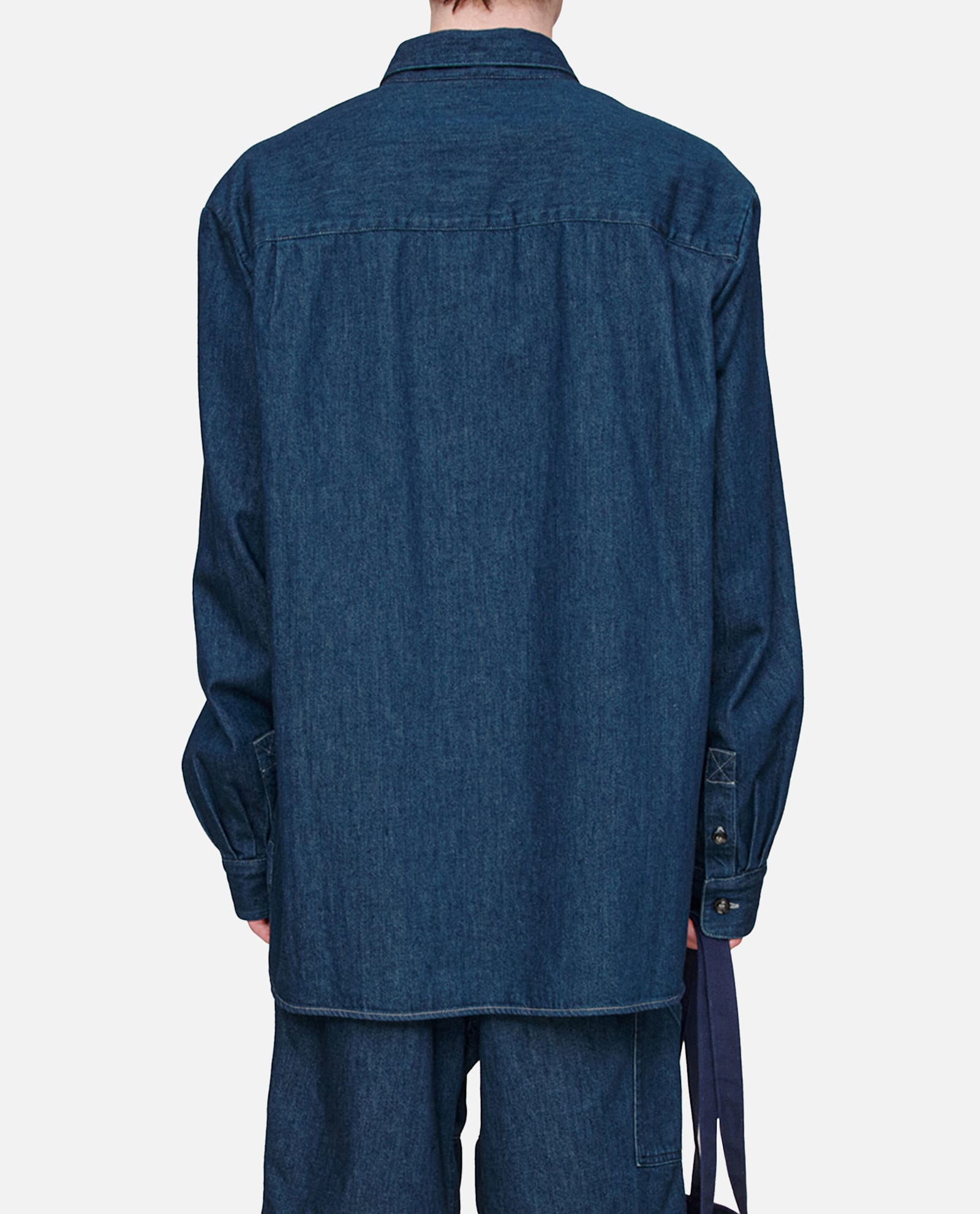 Apc A.p.c. Button-down Denim Shirt With Logo Detail In Blue