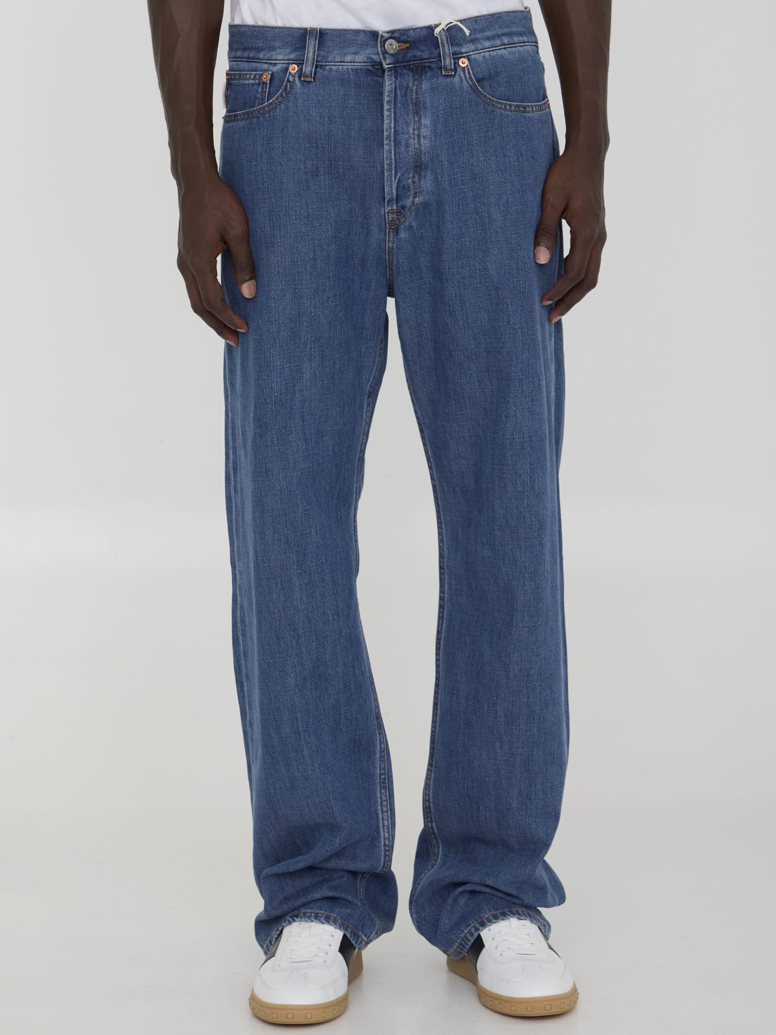 Shop Valentino Denim Jeans In Blue