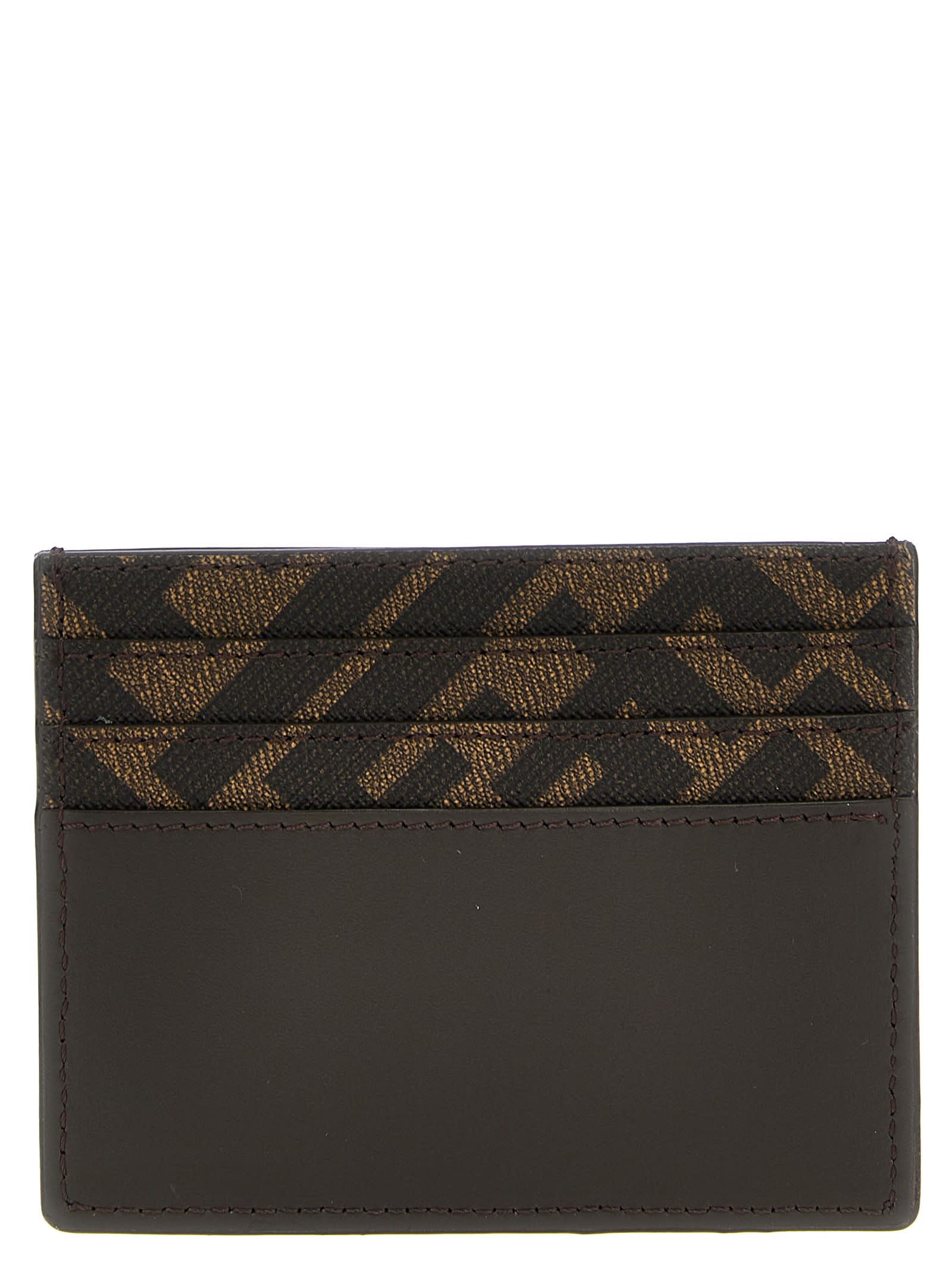 Shop Fendi Squared Ff Card Holder In Brown