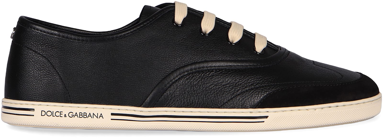 Dolce & Gabbana Saint Tropez Calfskin Sneakers In Black