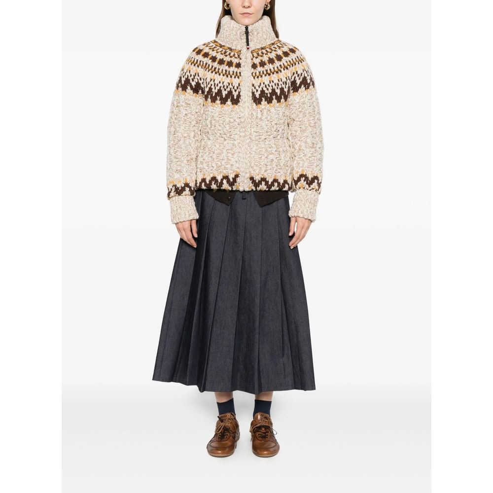 Moncler Girose Down-paneled Wool-blend Zip-up Cardigan In Neutral