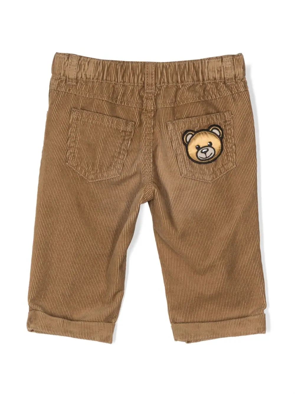 Shop Moschino Brown Corduroy Trousers With Teddy Patch
