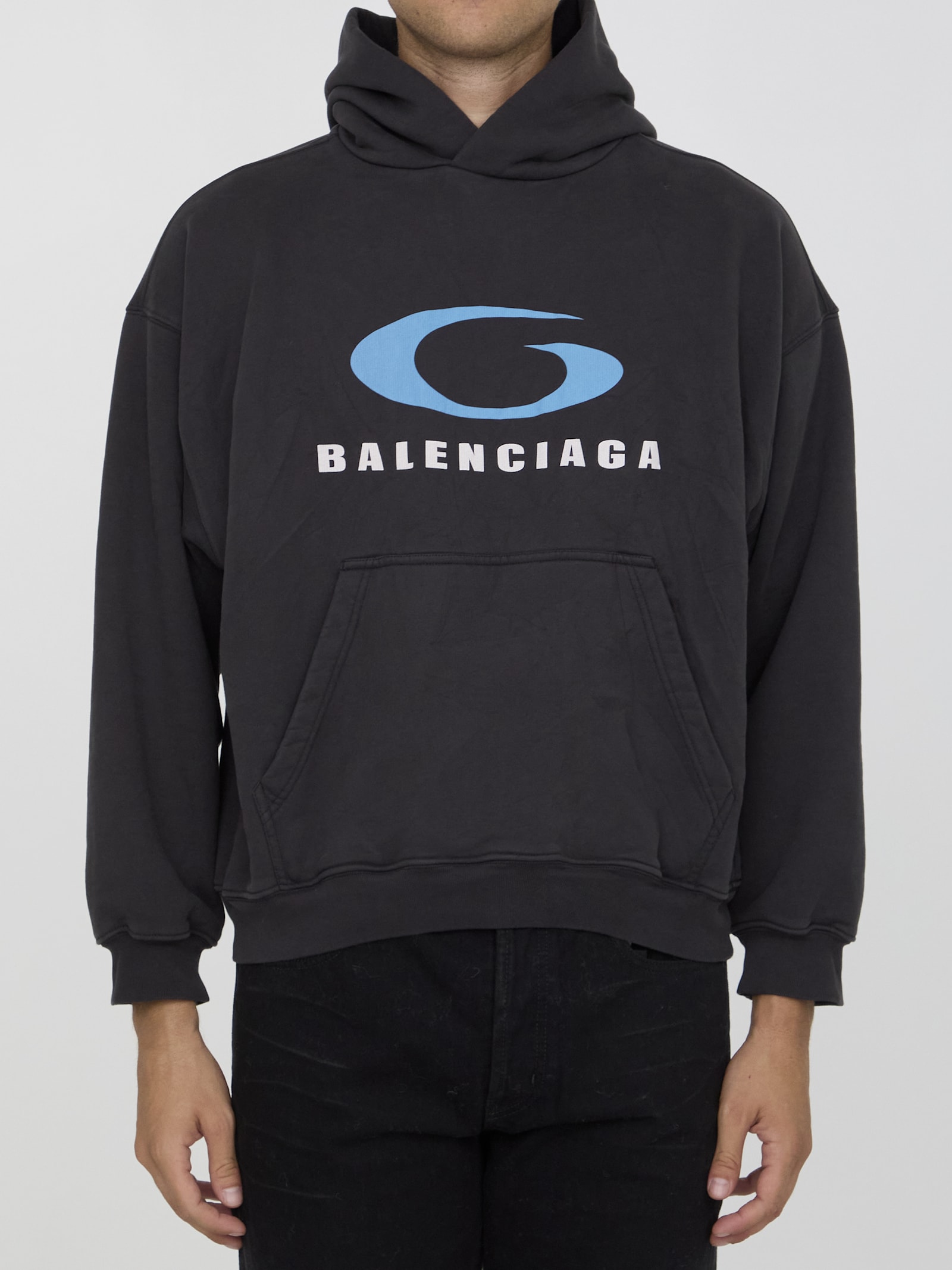 Shop Balenciaga Loop Sports Icon Hoodie In Black