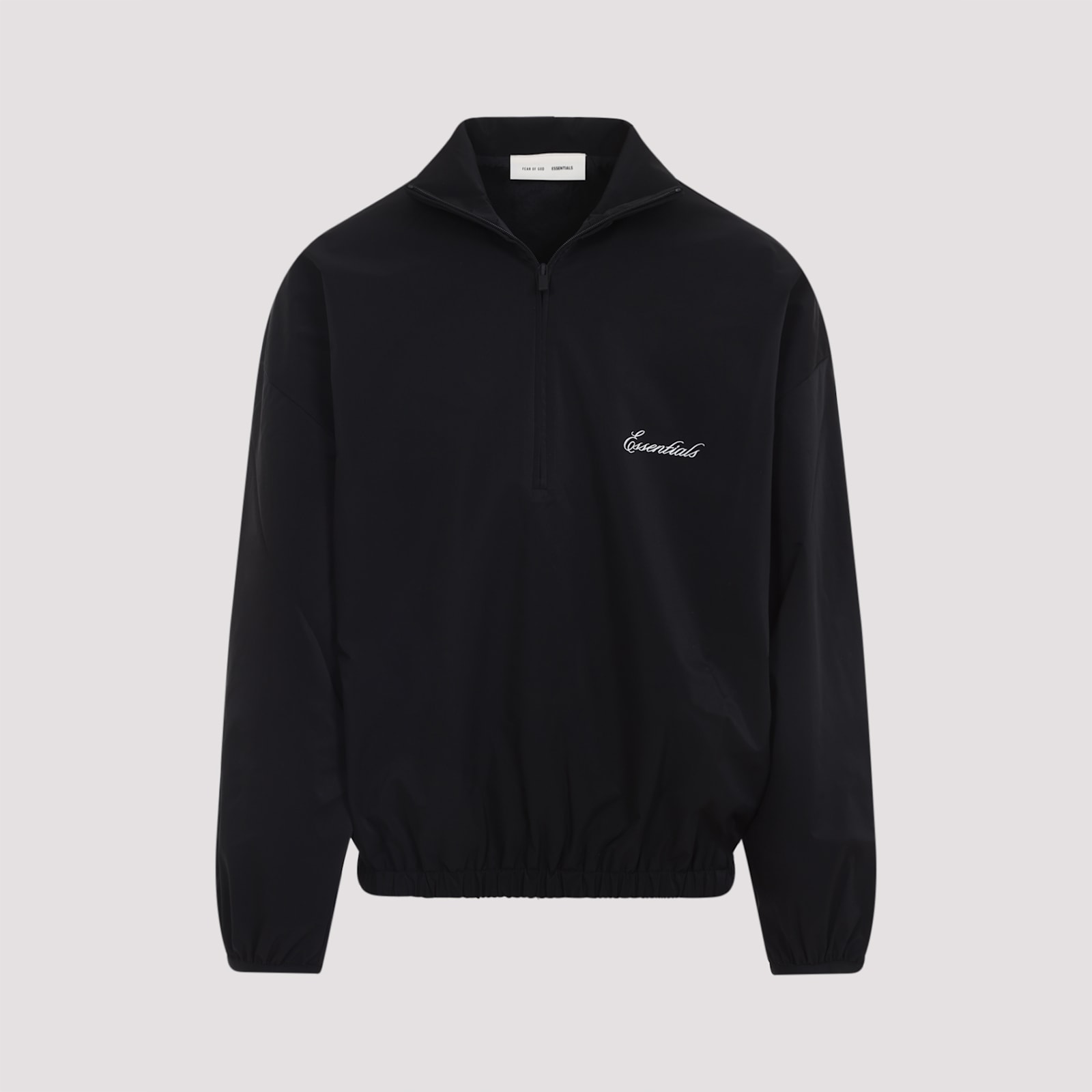 Fear Of God Sporty Nylon Half Zip Sweatshirt In Black