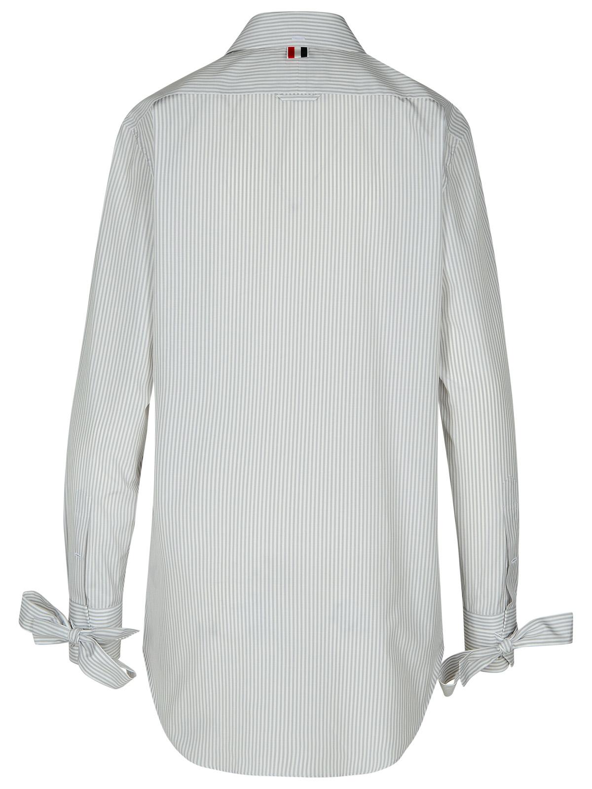 Shop Thom Browne Long Shirt In Grey Silk Blend