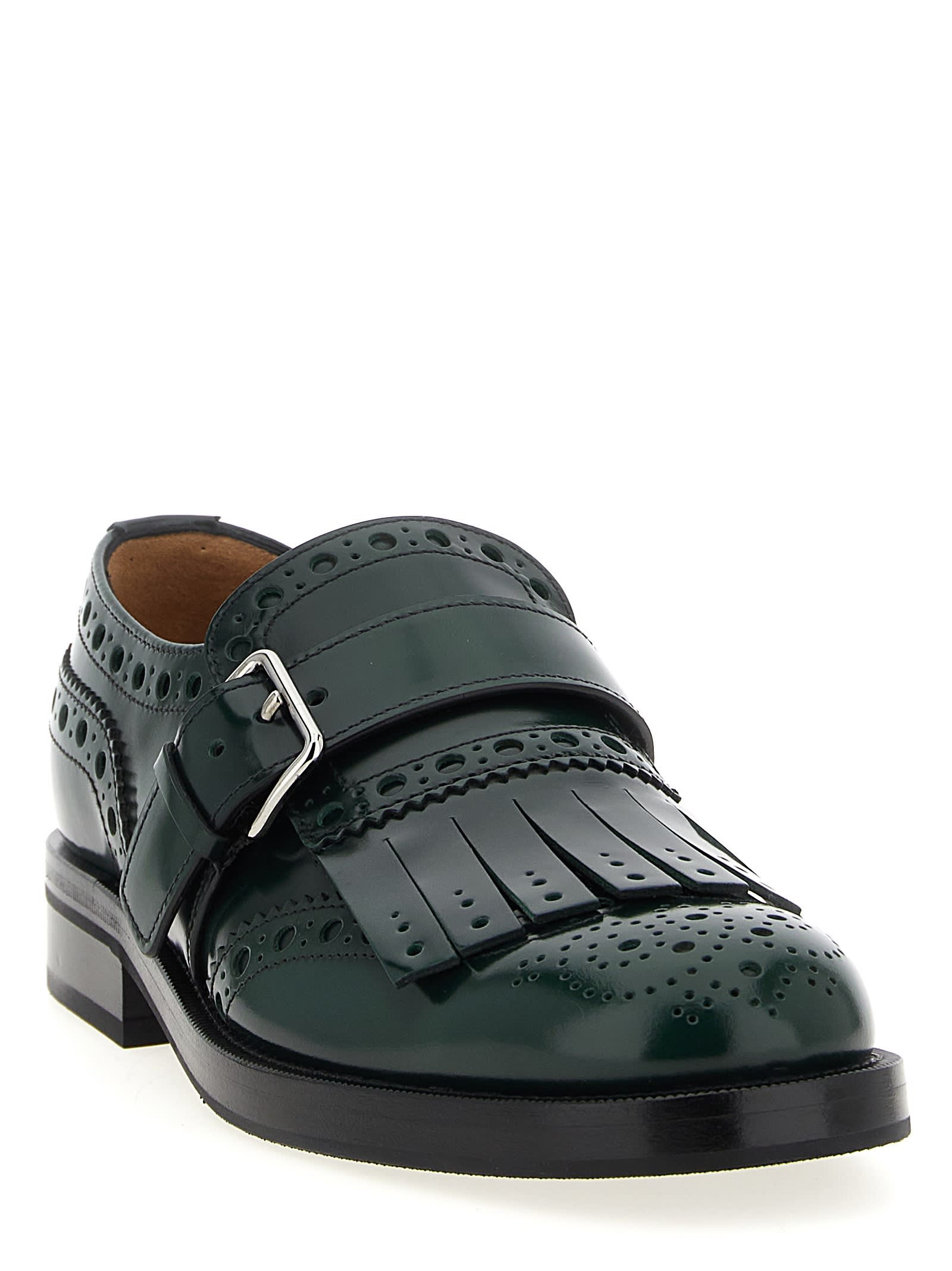Church's Lace Up Shoes With Brogue And Fringe Detail In Green