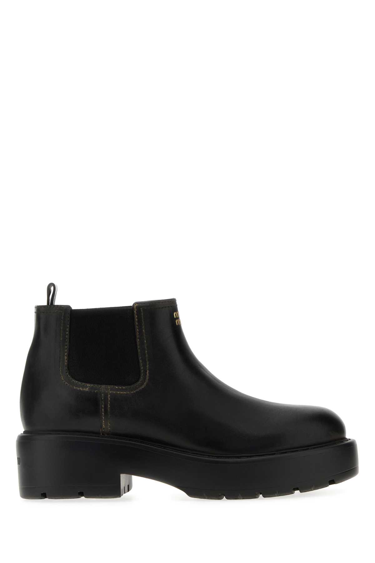 Miu Miu Ankle Boots With Chunky Sole And Pull Tab In Black