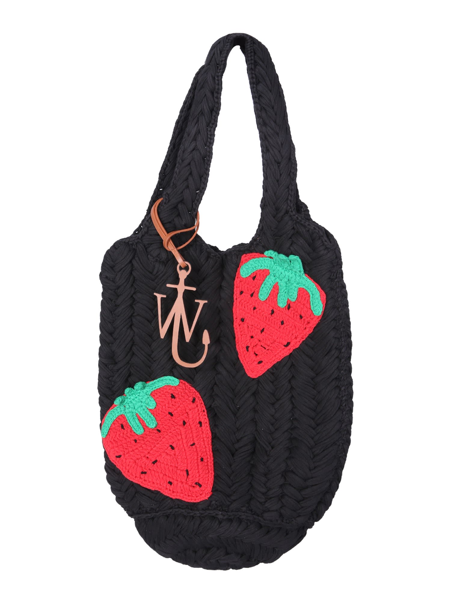 Jw Anderson Knitted Shopper Bag In Black Red ModeSens