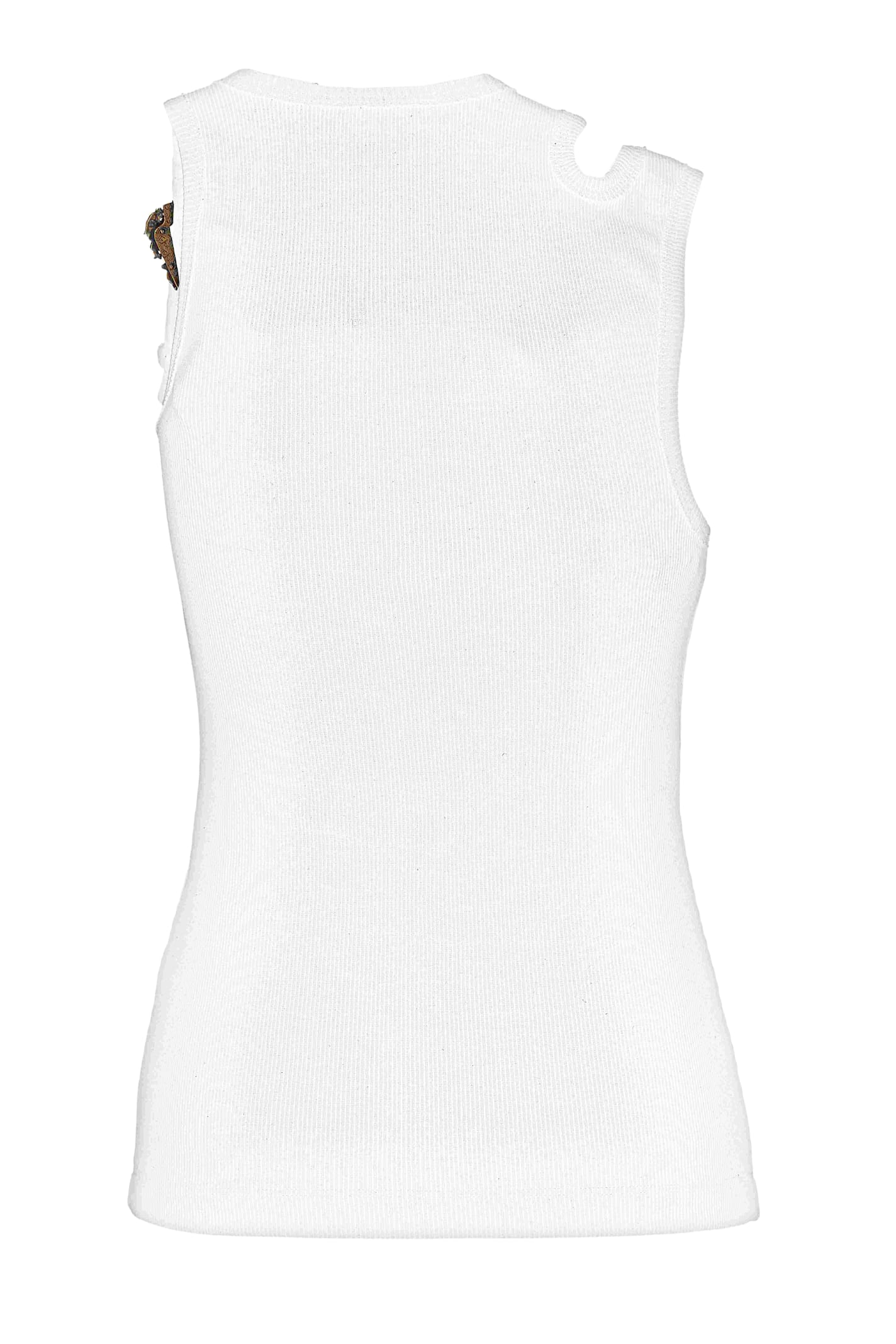 Versace Jeans Couture Asymmetric Strap Top In White