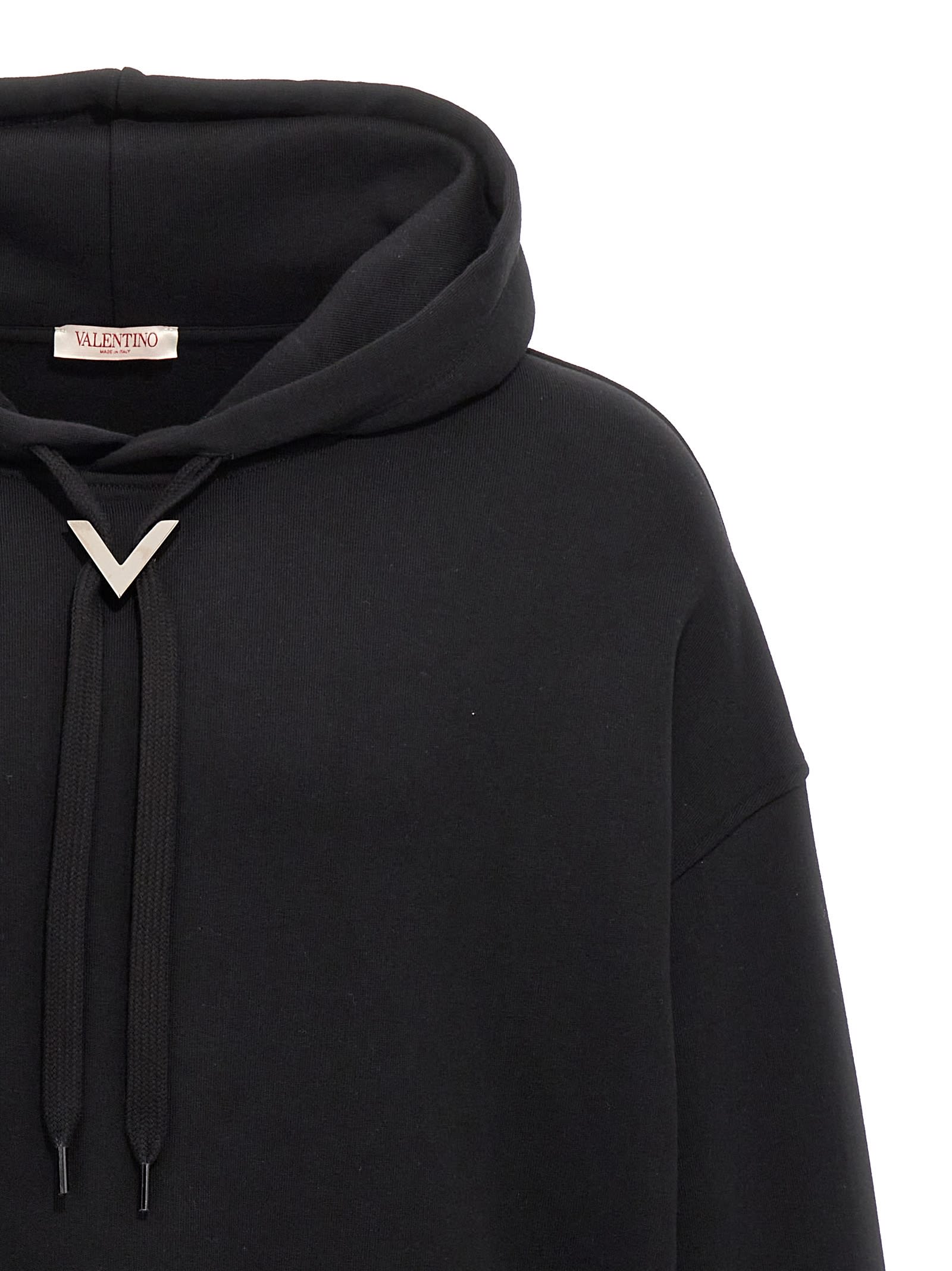 Shop Valentino V Detail Hoodie In Black