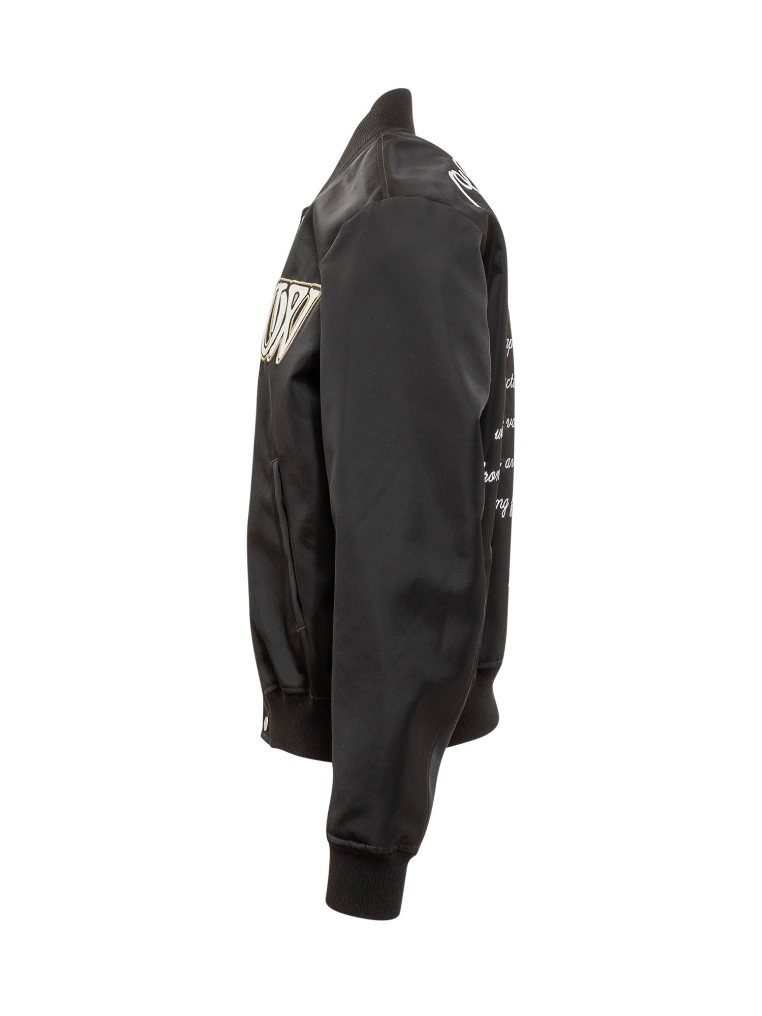 Shop Off-white Varsity Bomber Jacket With Logo In Black White