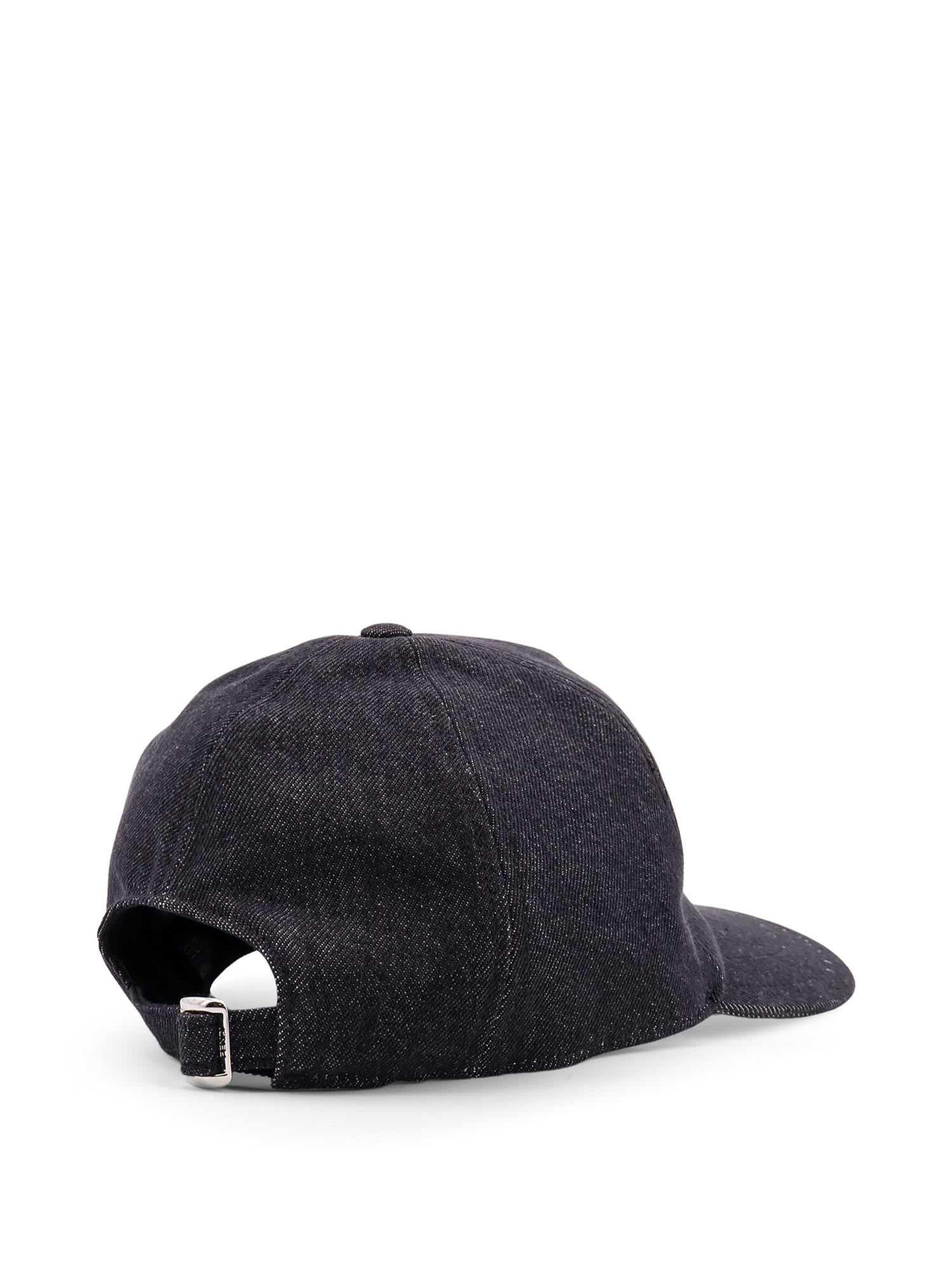 Fendi Men Denim Baseball Hat With Logo Embroidery In Black