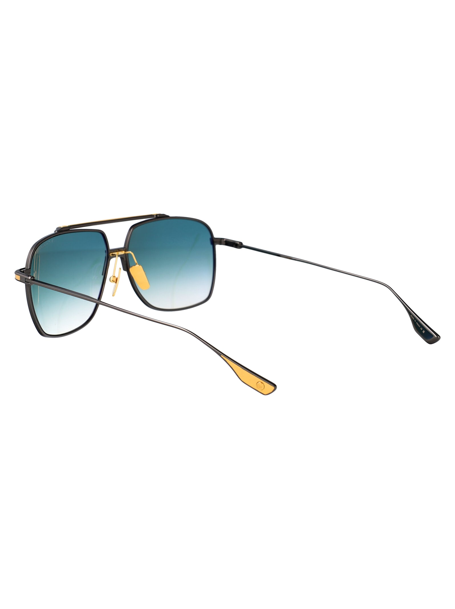Dita Alkamx Sunglasses In Black Rhodium - Yellow Gold W Dark Tourquoise To Clear Gradient