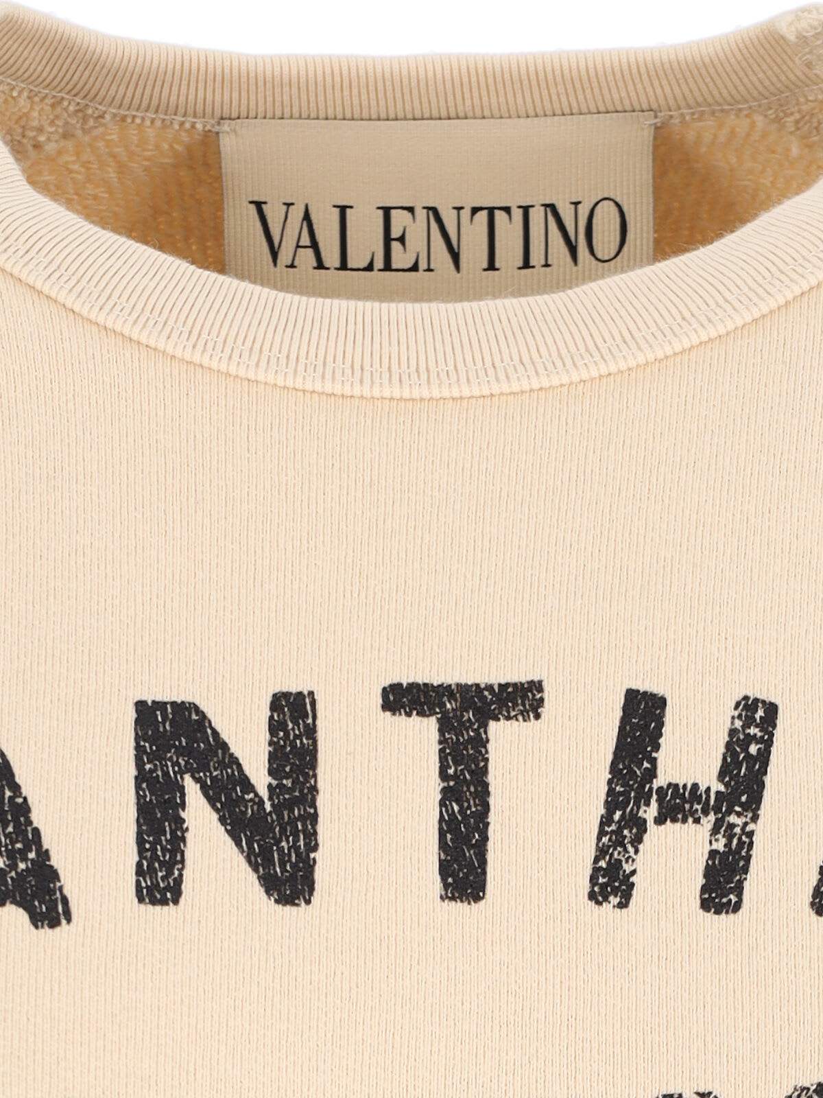 Valentino Graphic Print Cotton Sweatshirt With Raglan Sleeves In Neutral