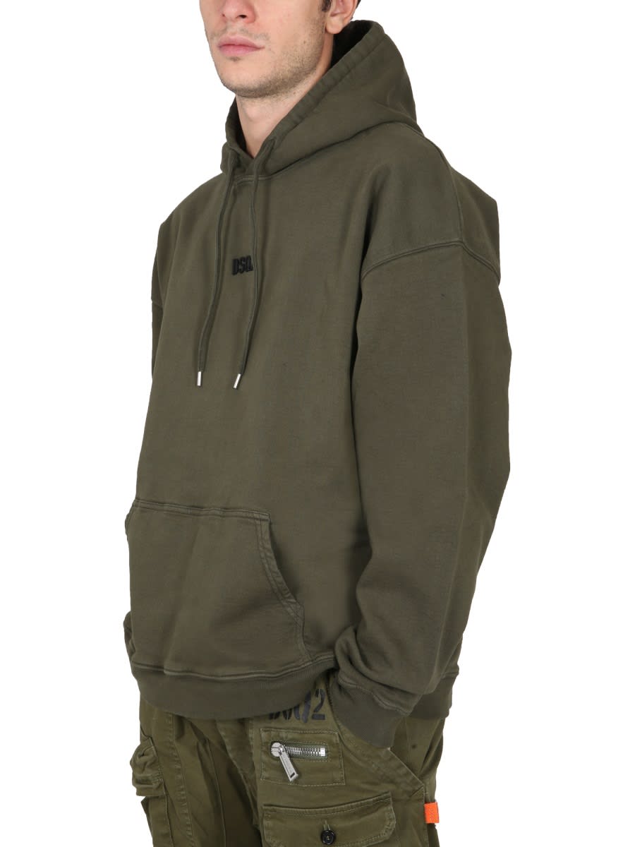 Shop Dsquared2 Sweatshirt With Mini Logo In Military Green
