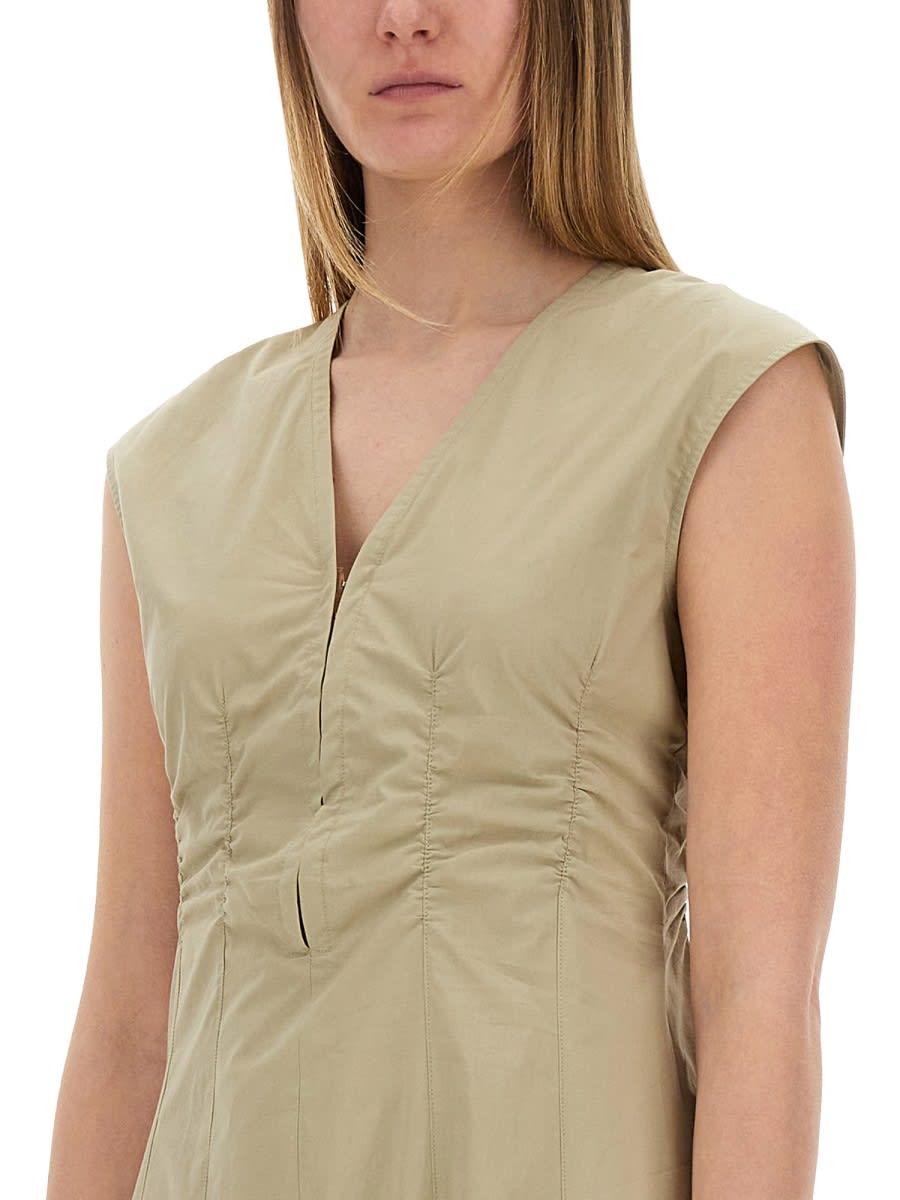 Shop Alysi Long Poplin Dress In Green