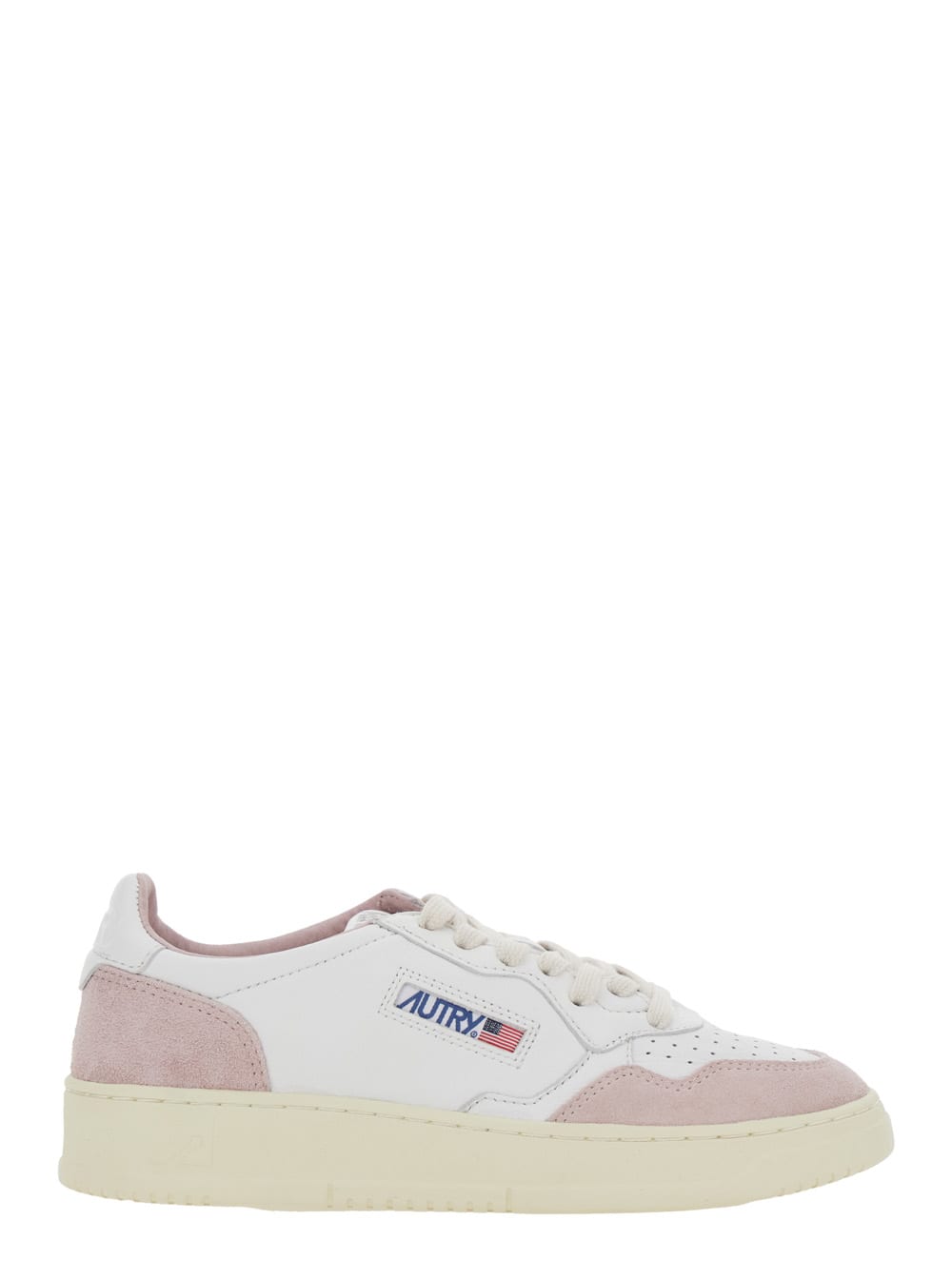 medalist White Low Top Sneakers With Logo Detail In Leather And Suede Woman