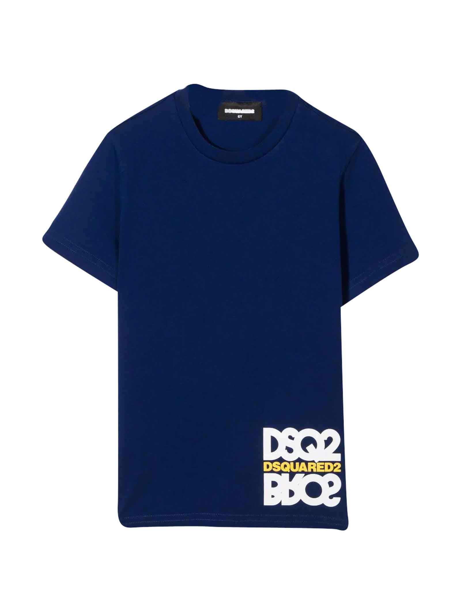 Dsquared2 Blue T-shirt With Frontal Print Dsquared Kids