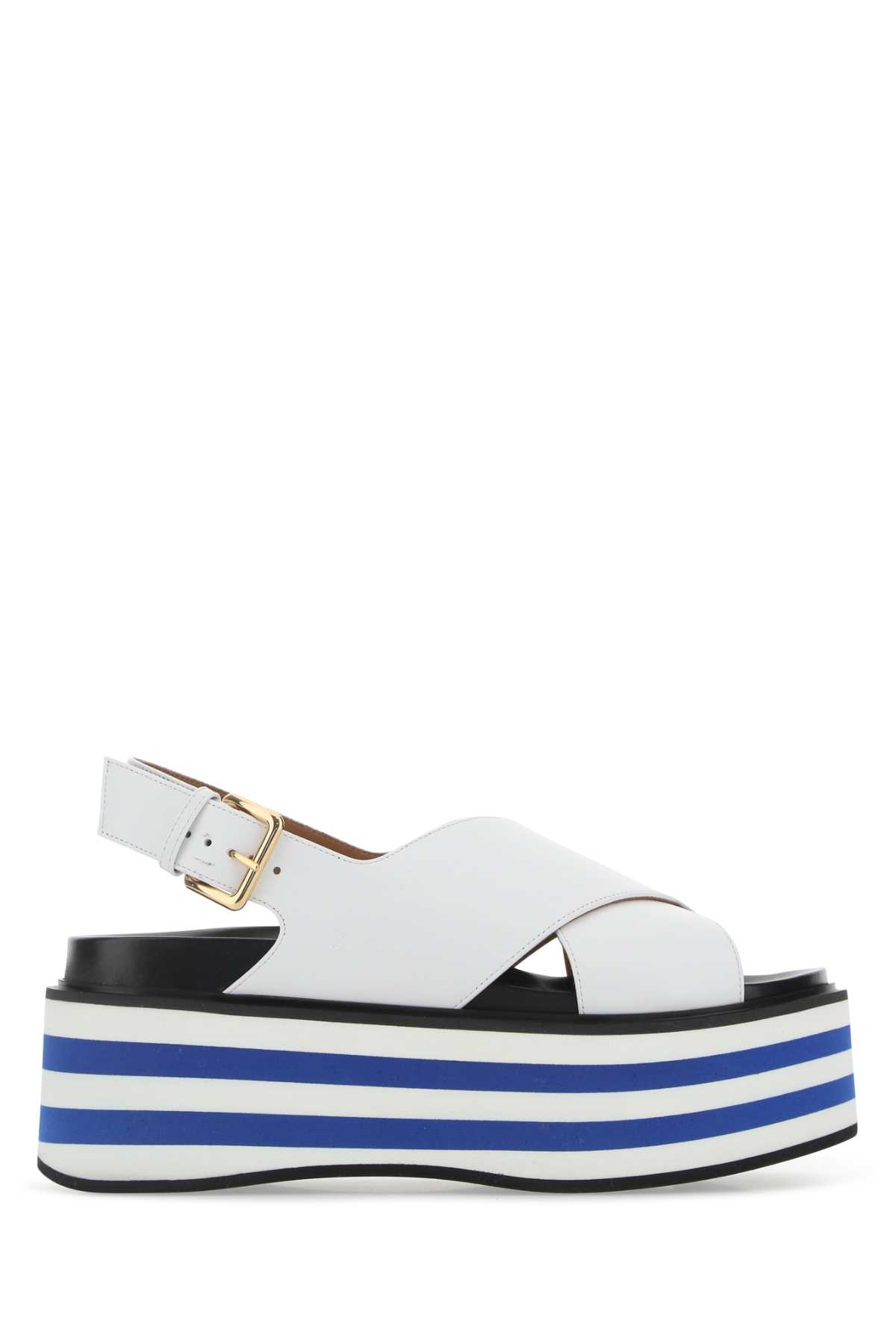 Shop Marni White Leather Sandals In 00w01