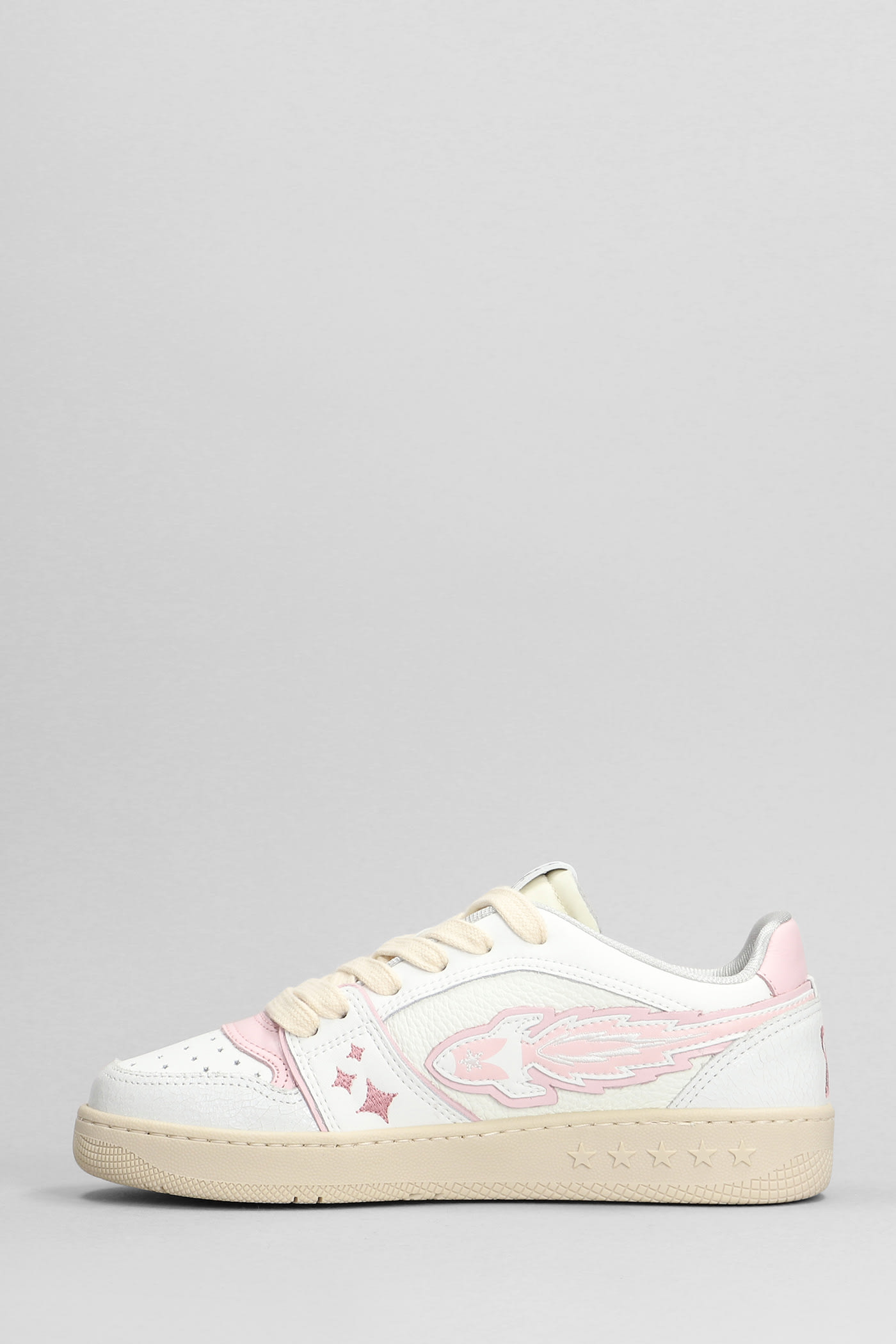 Shop Enterprise Japan Sneakers In White Leather In White And Pink