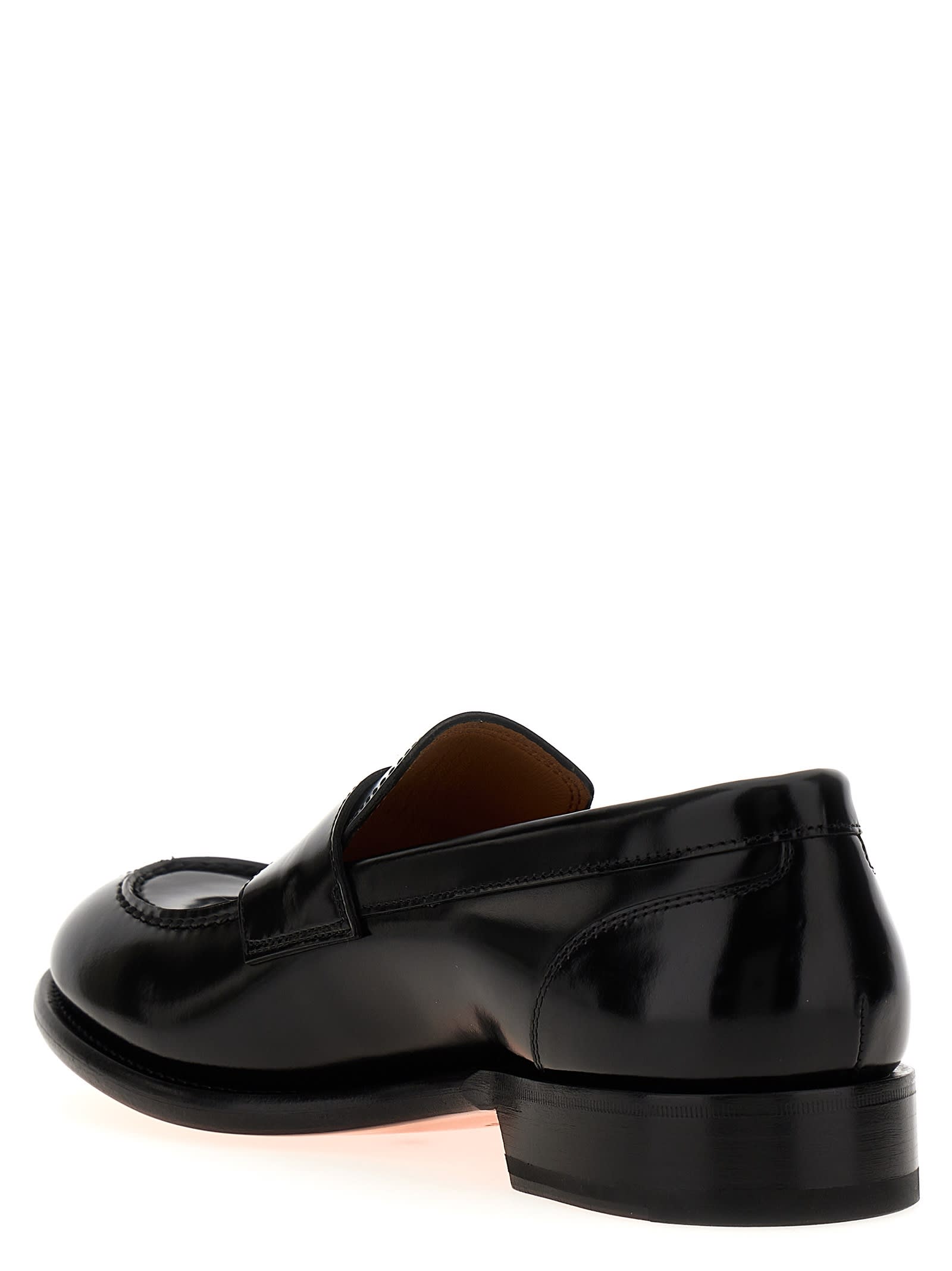 Shop Santoni Leather Loafers In Black
