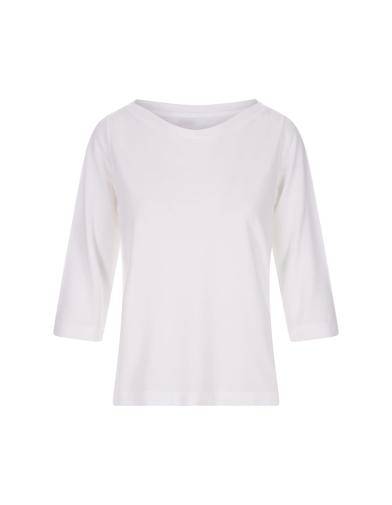 Shop Zanone White Sweater With 3/4 Sleeve In Bianco