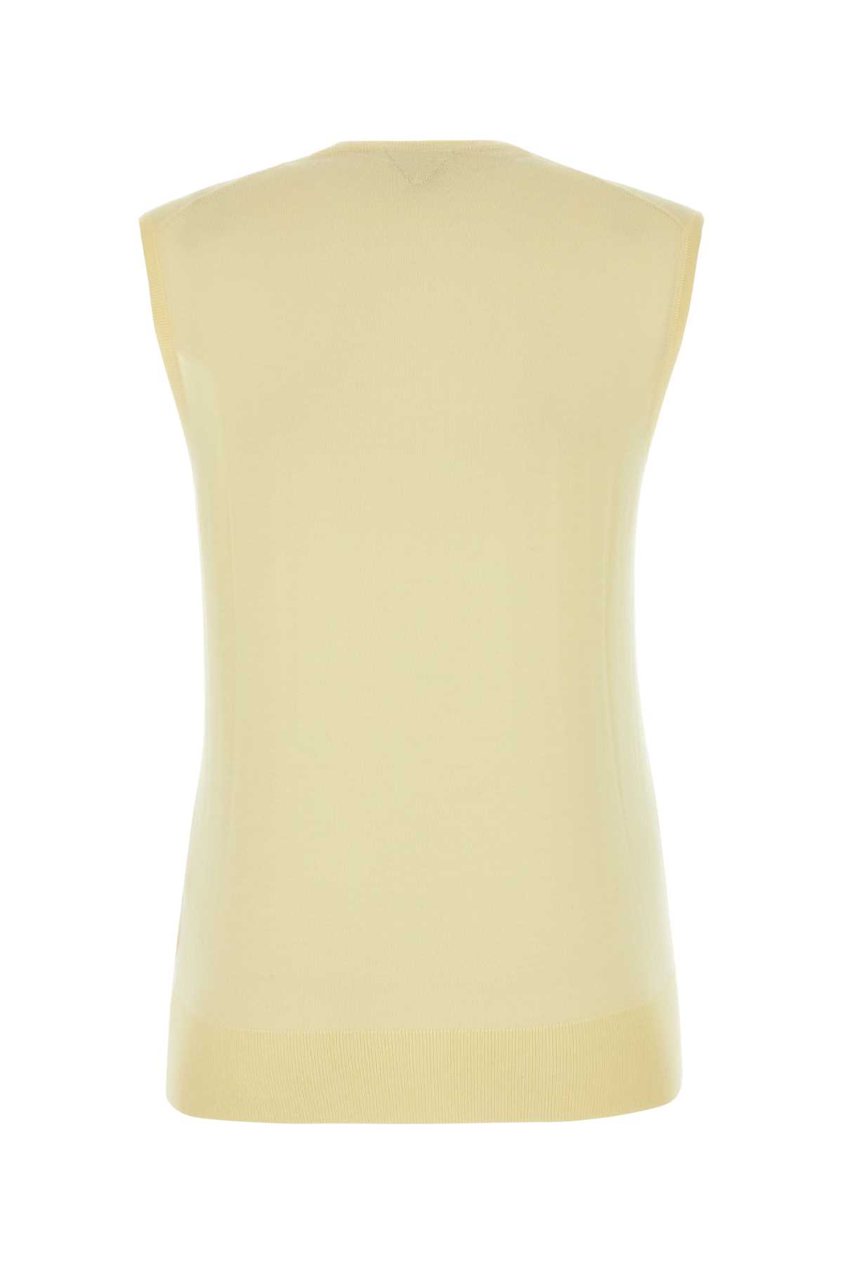 Shop Bottega Veneta Pastel Yellow Cotton Blend Vest In Daffodil