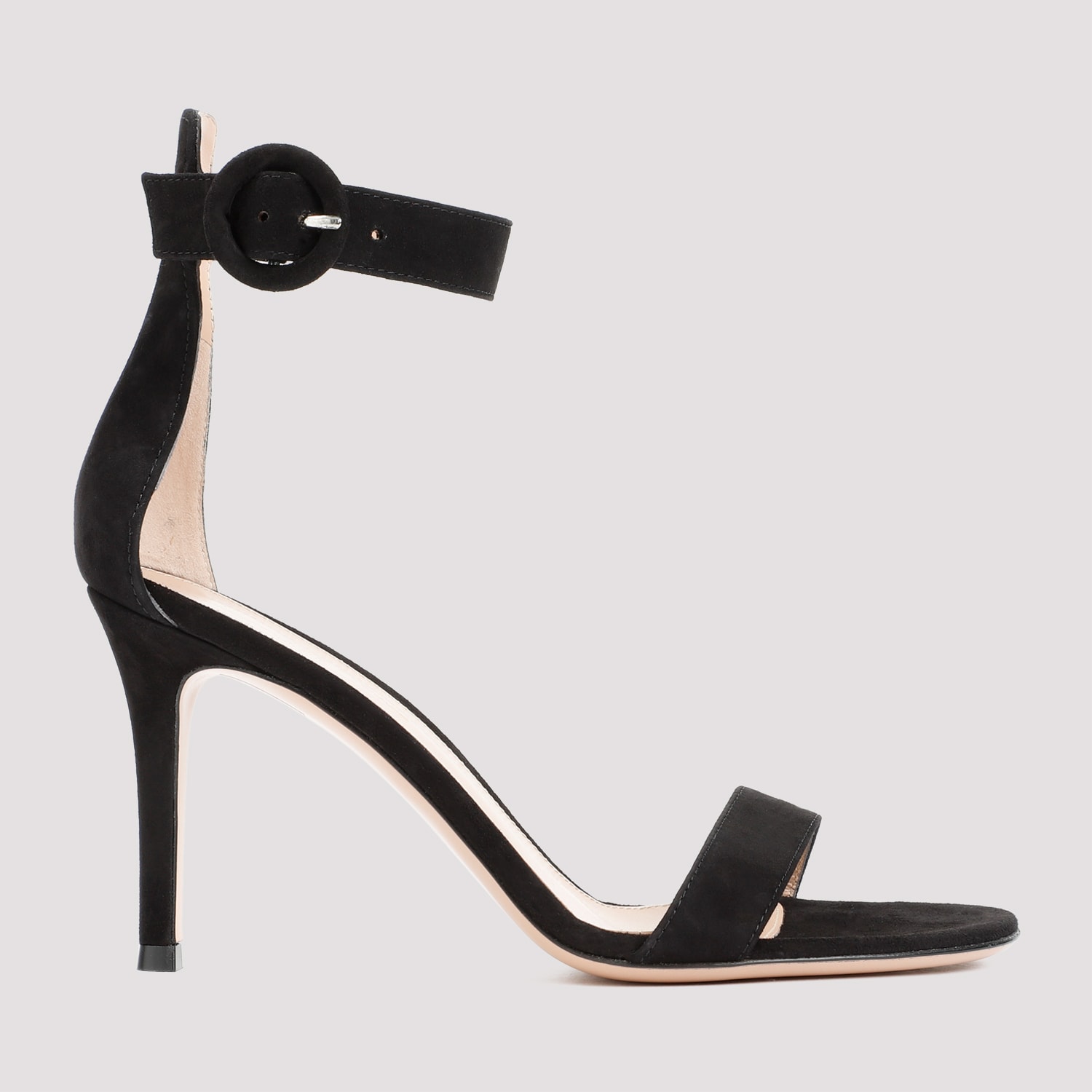 Shop Gianvito Rossi Portofino 85 Suede Sandals In Nero Black