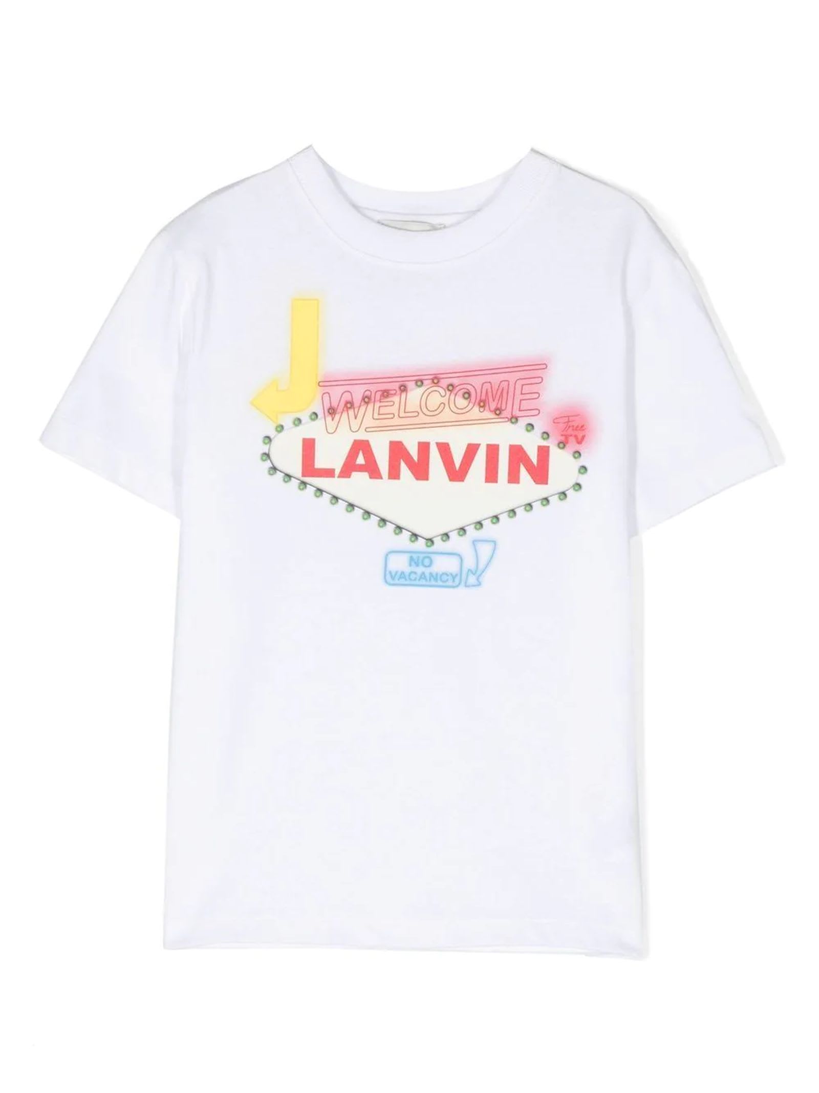Lanvin Kids' White Cotton Tshirt In Bianco