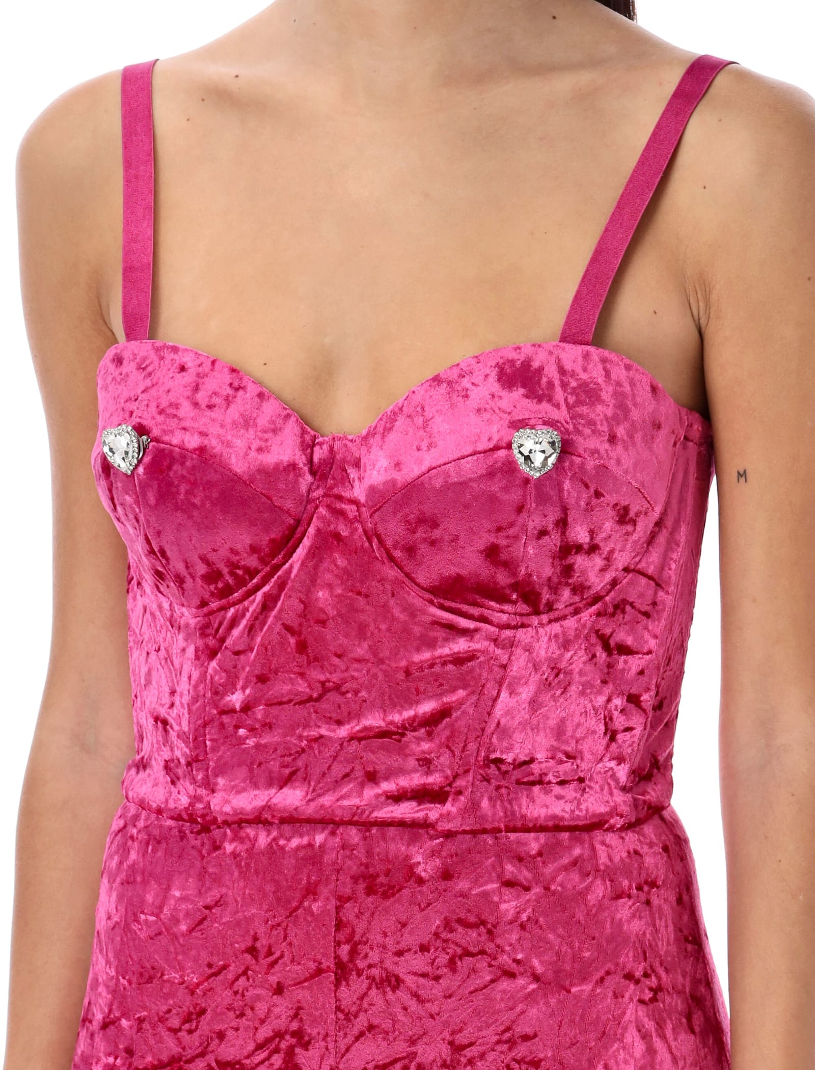 Shop Rotate Birger Christensen Bustier Velour In Berry Pink