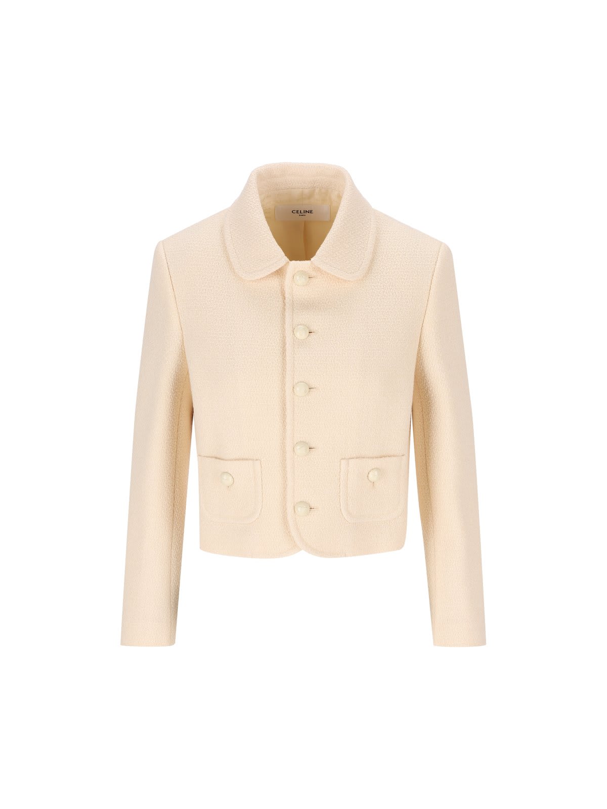 Shop Celine Verneuil Tweed Jacket In White