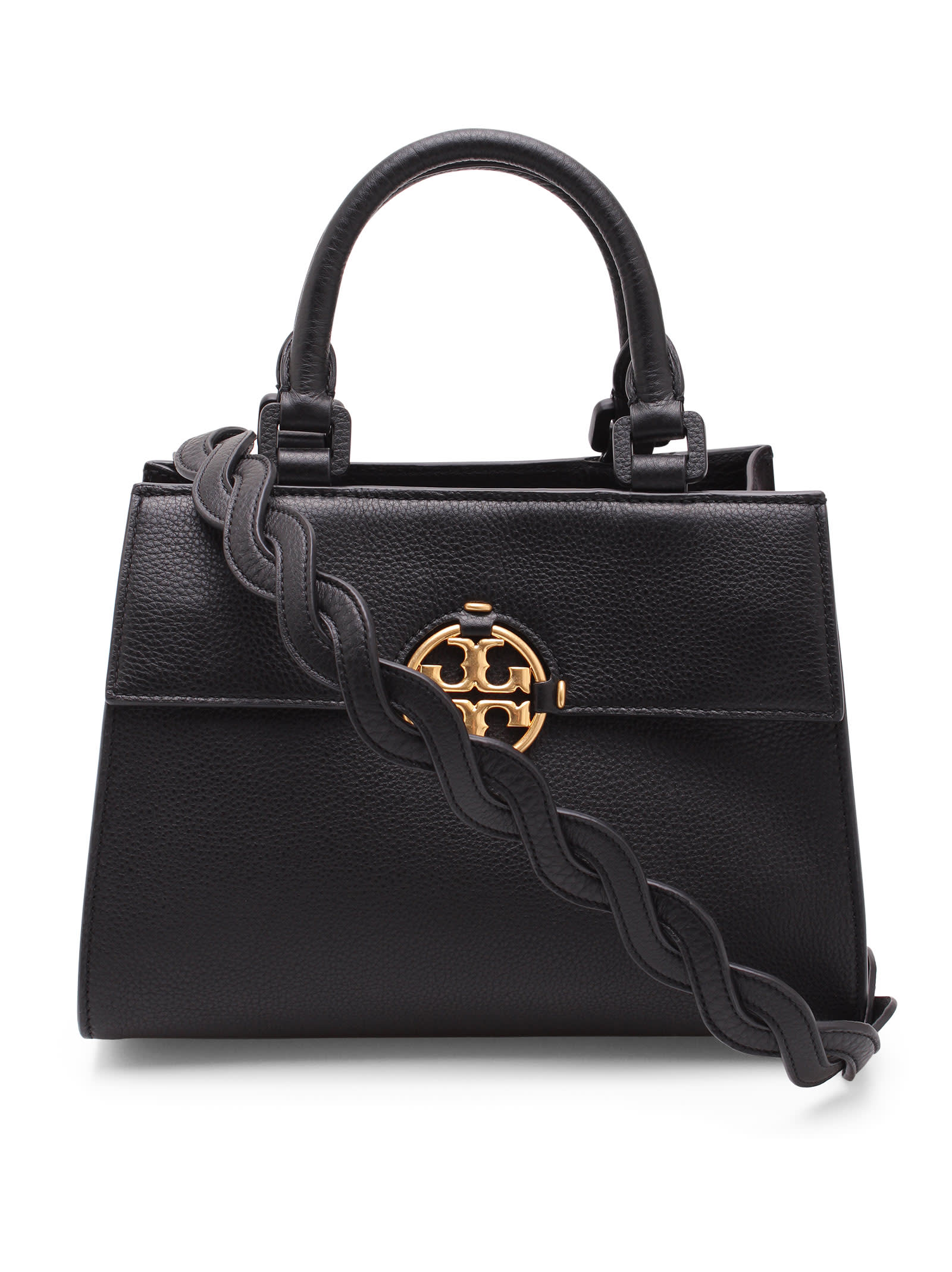 Tory Burch Miller Leather Tote Bag In Black