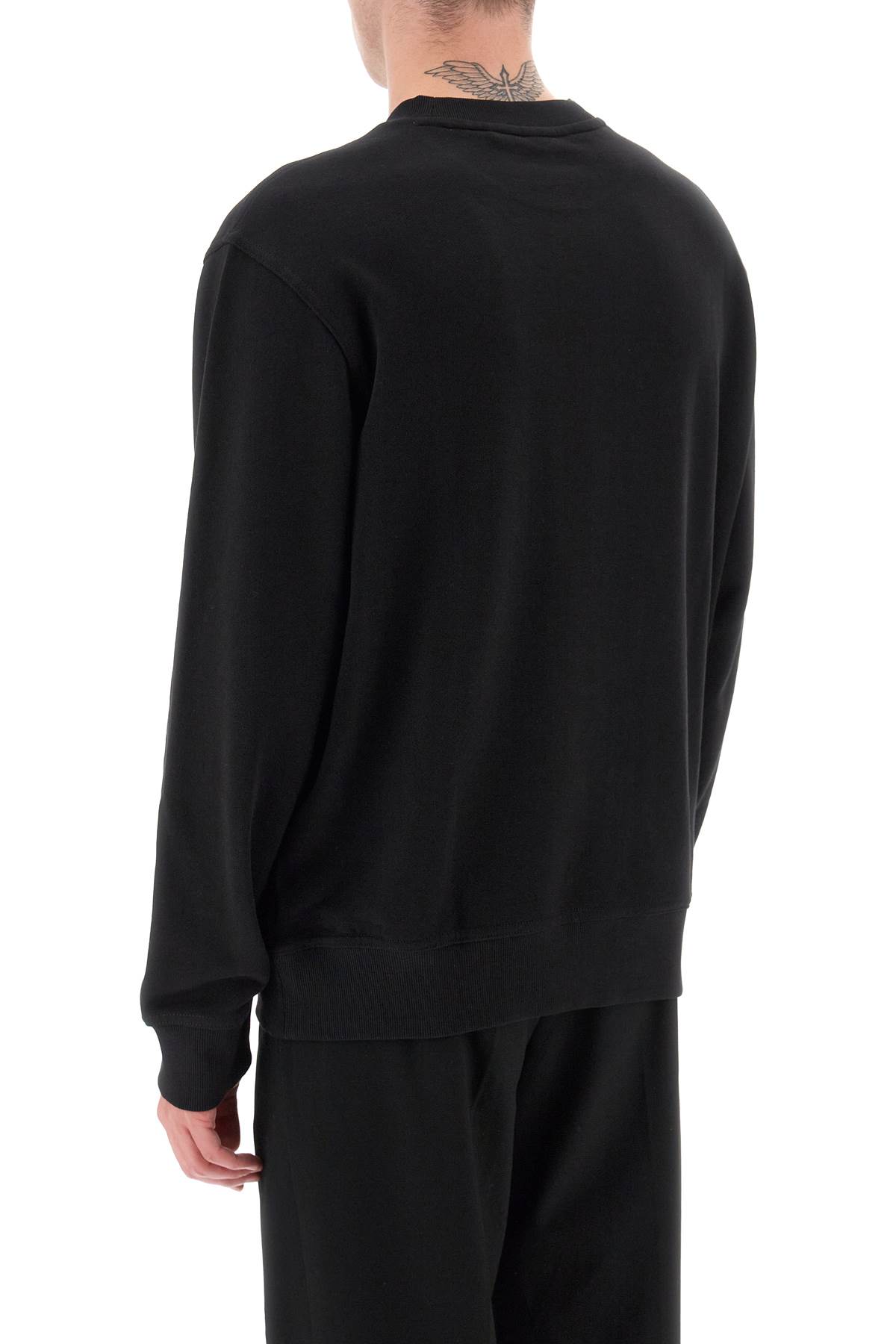 Shop Hugo Boss Crew-neck Sweatshirt With Logo Print In Black