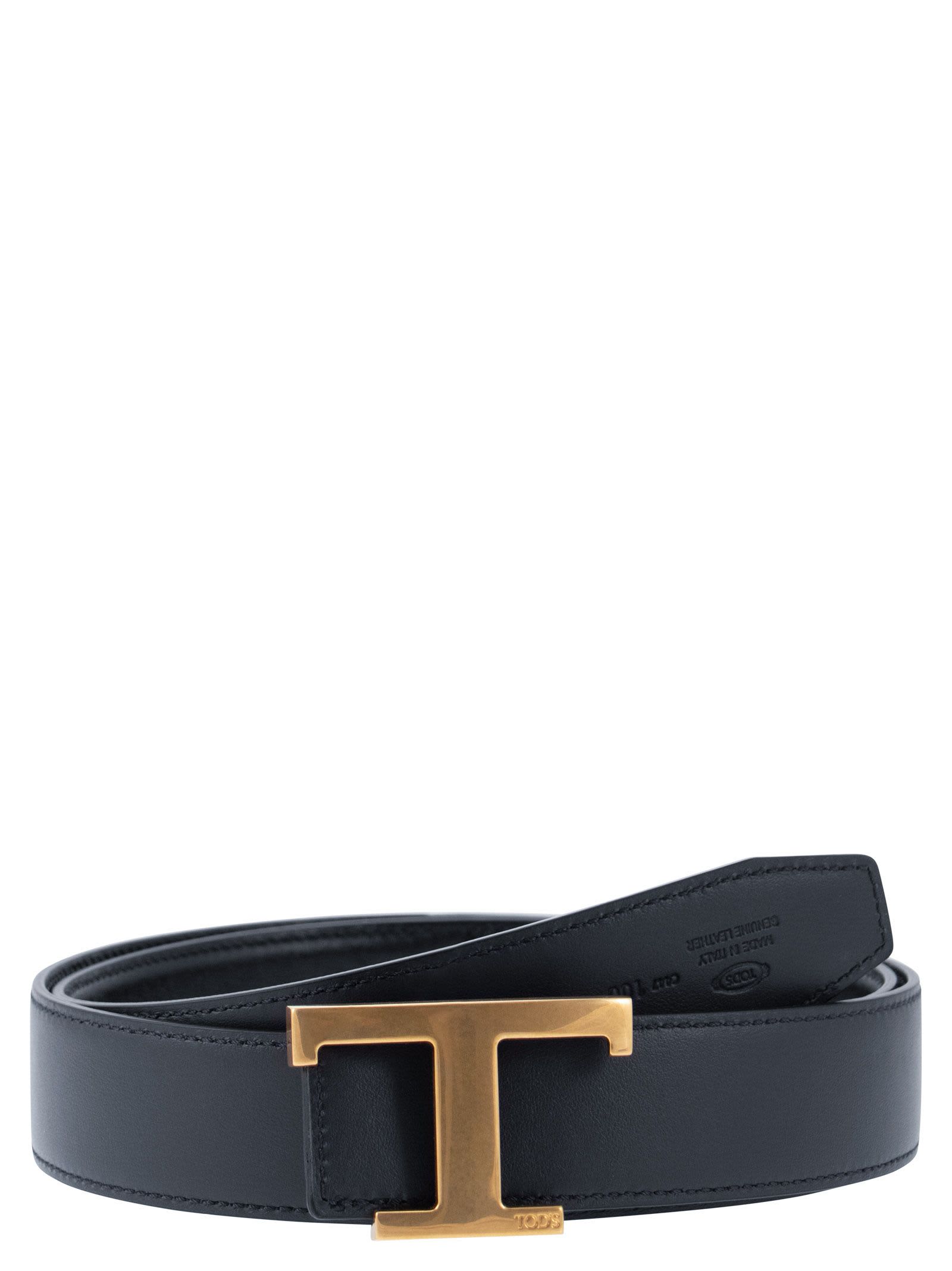 Shop Tod's Timeless Reversible T Leather Belt In Black/blue