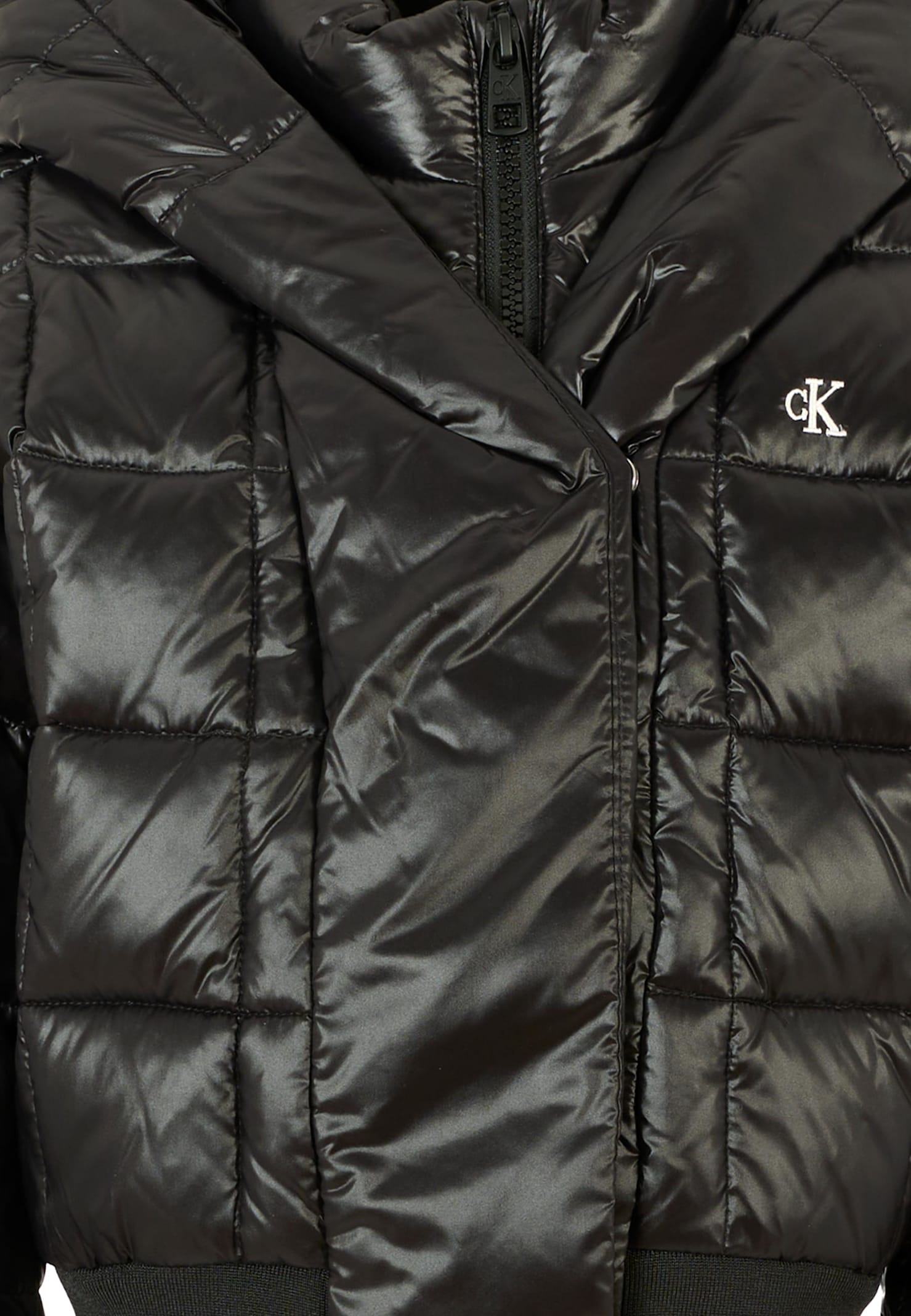 Calvin Klein Quilted Hooded Jacket In Animal Print