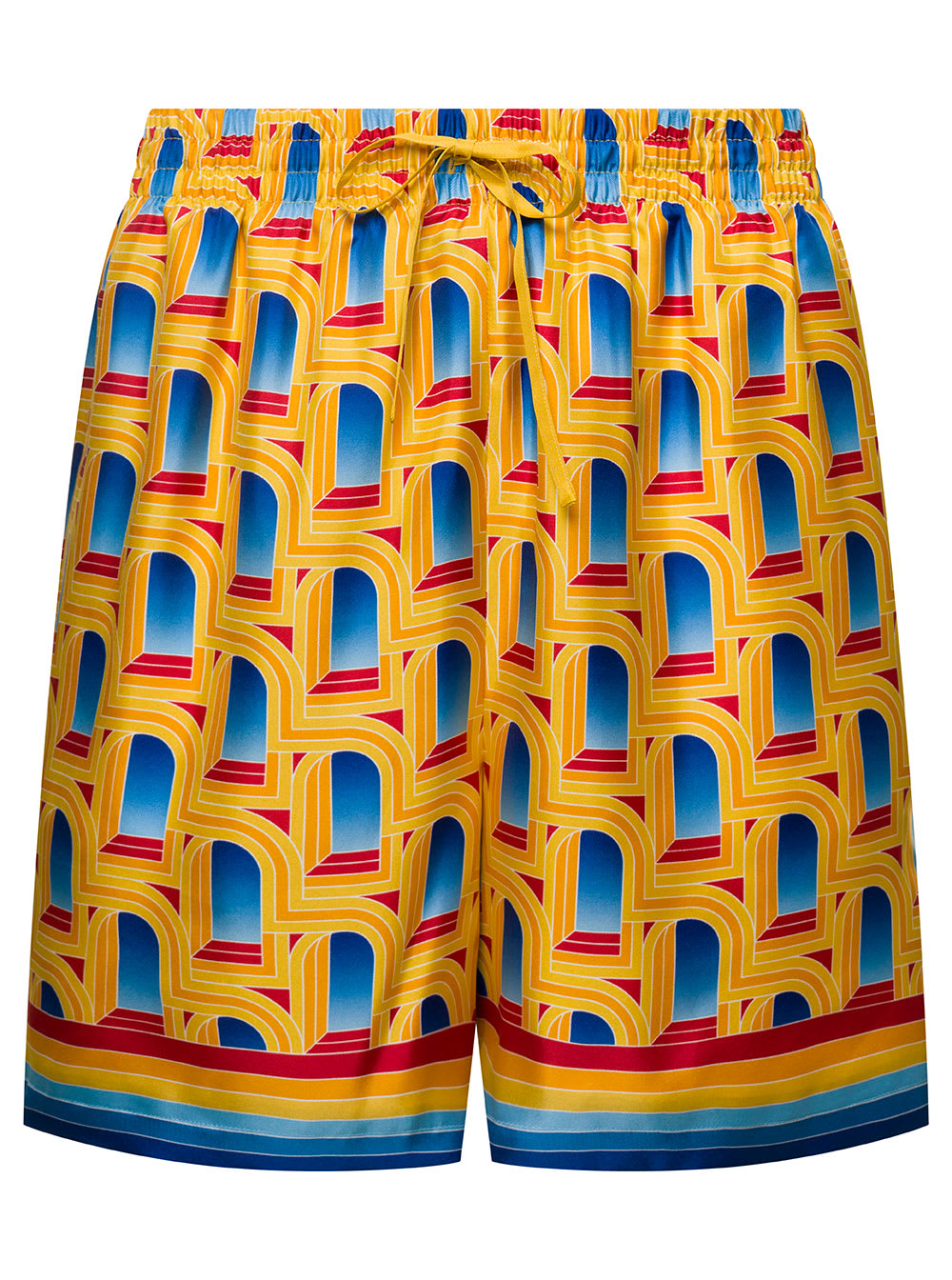 Casablanca Graphic-print Silk Shorts In Orange