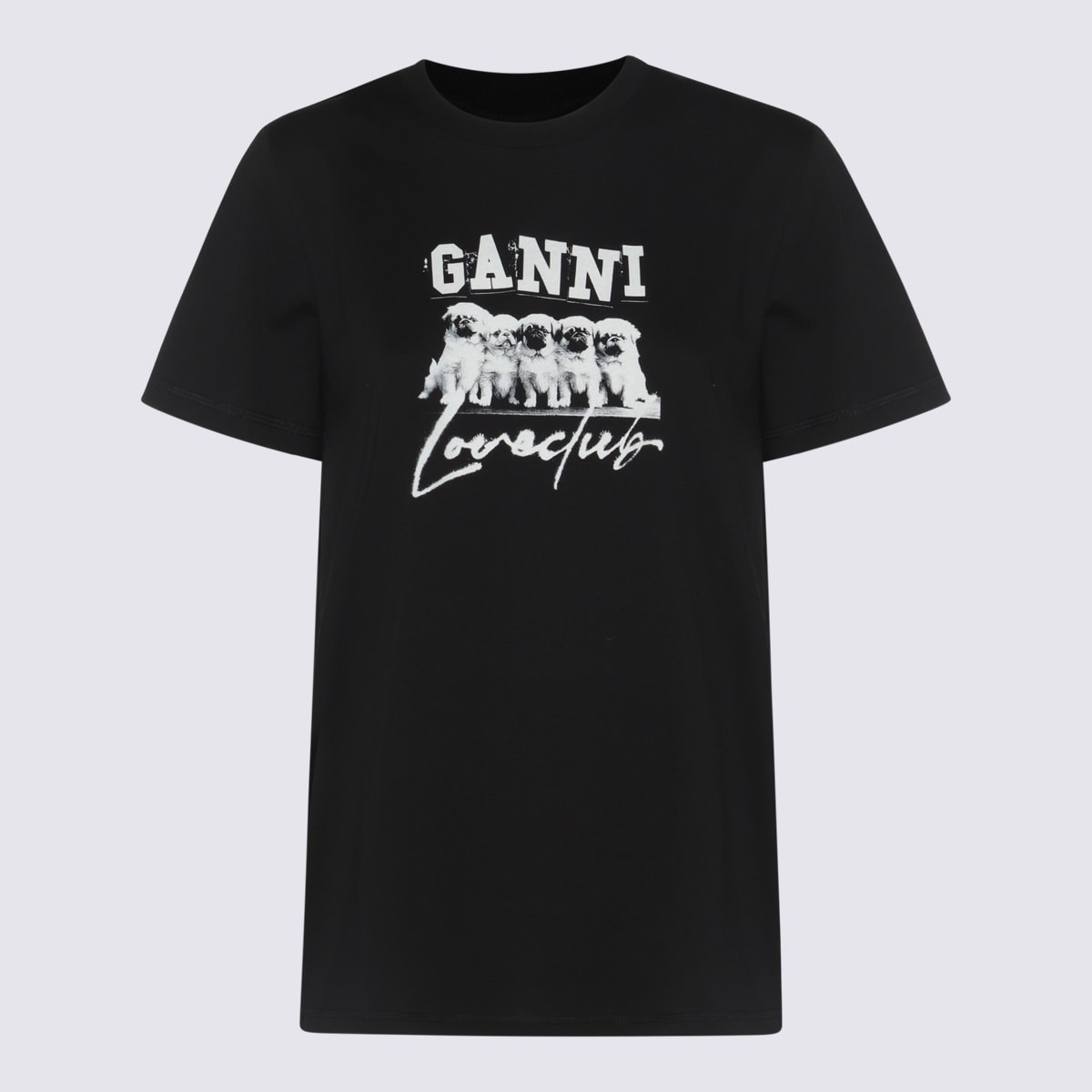 Shop Ganni Black Cotton T-shirt